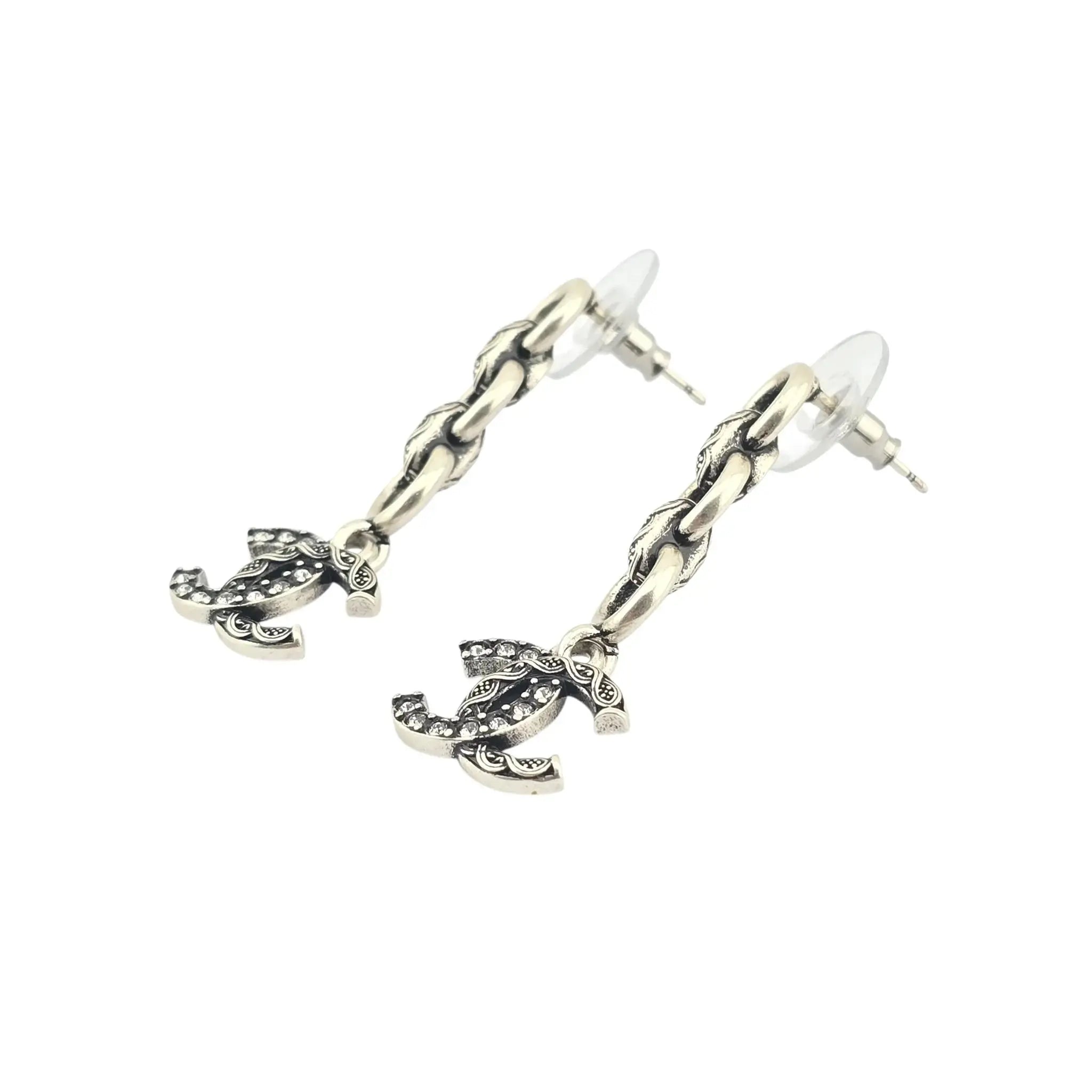 Chanel CC Silver Stud Earrings 2024 CHANEL