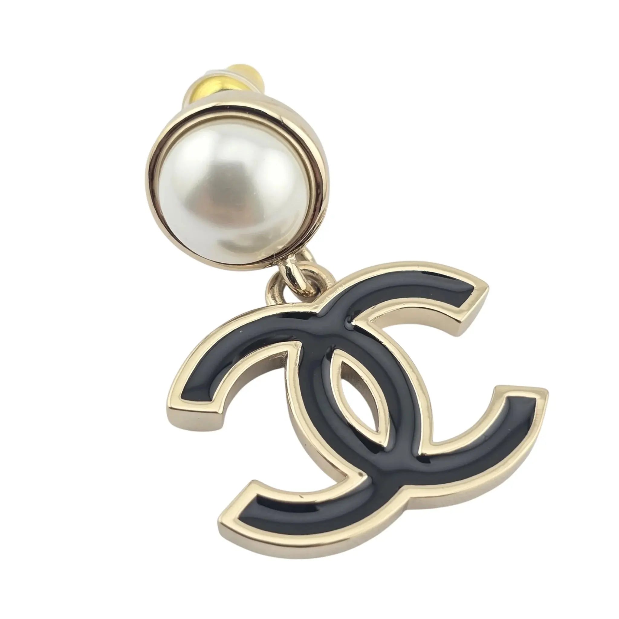 Chanel CC Black Faux Pearl Drop Earrings 2025 CHANEL