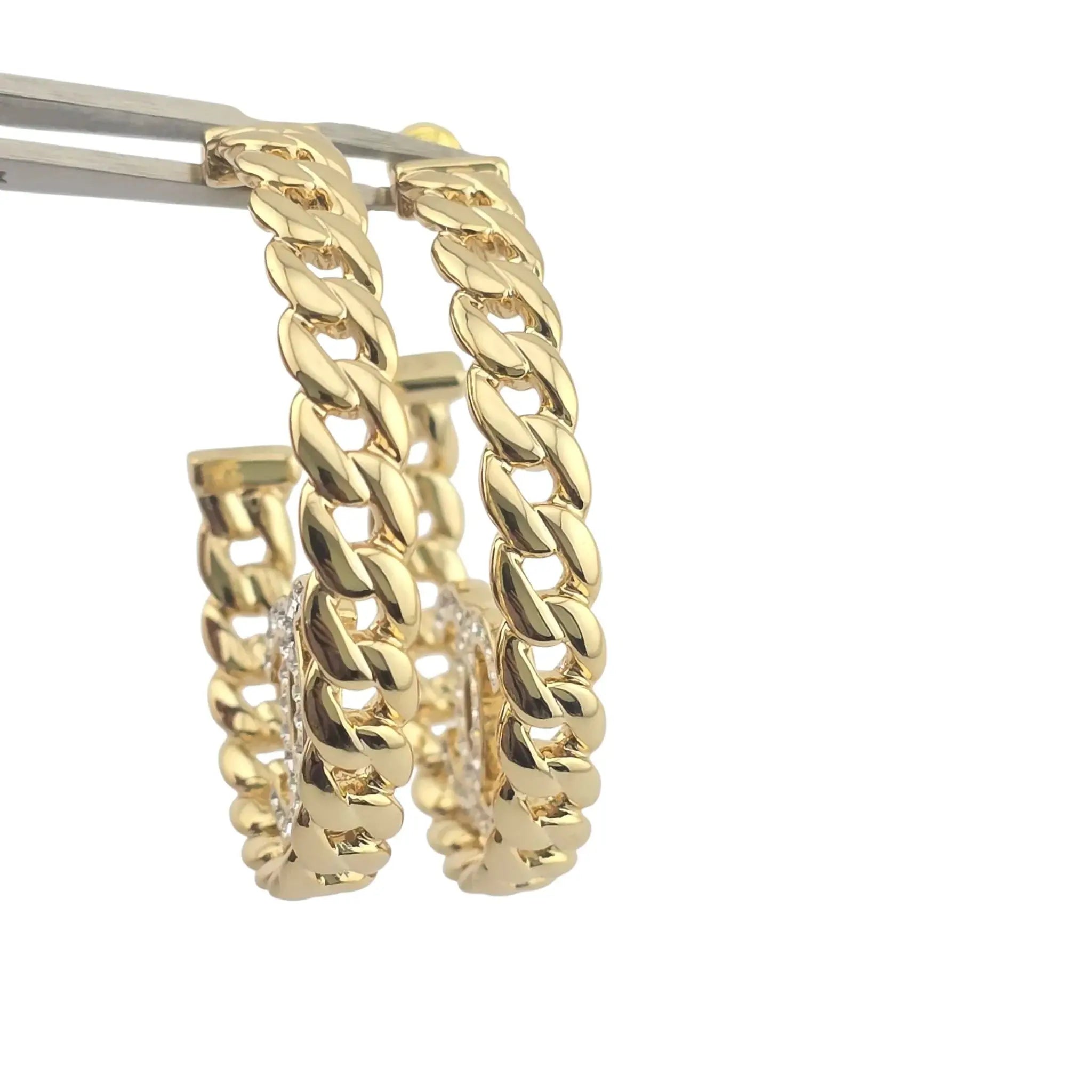 Chanel CC Crystal Hoop Earrings Gold CHANEL