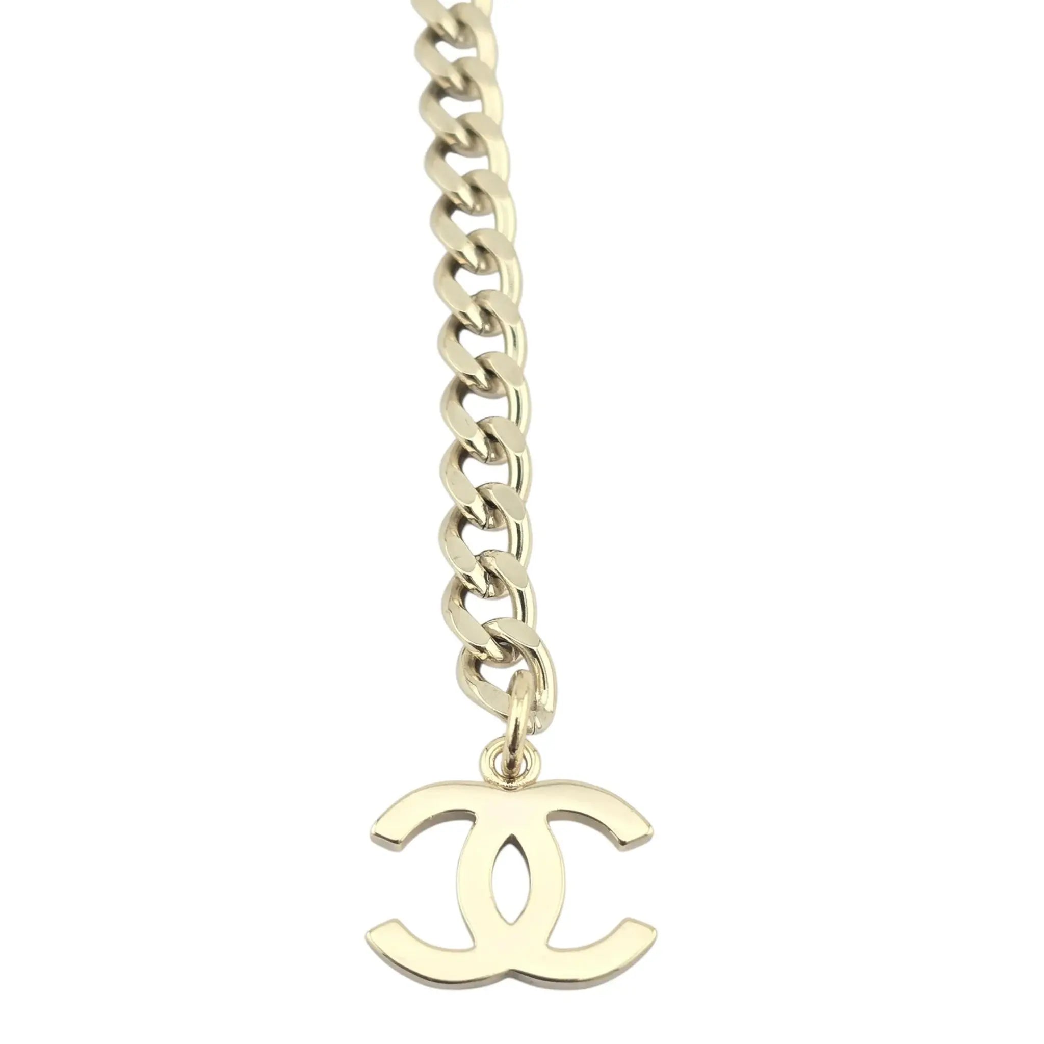 Chanel CC Gold Crystal Chain Silver Long Necklace 2021 CHANEL