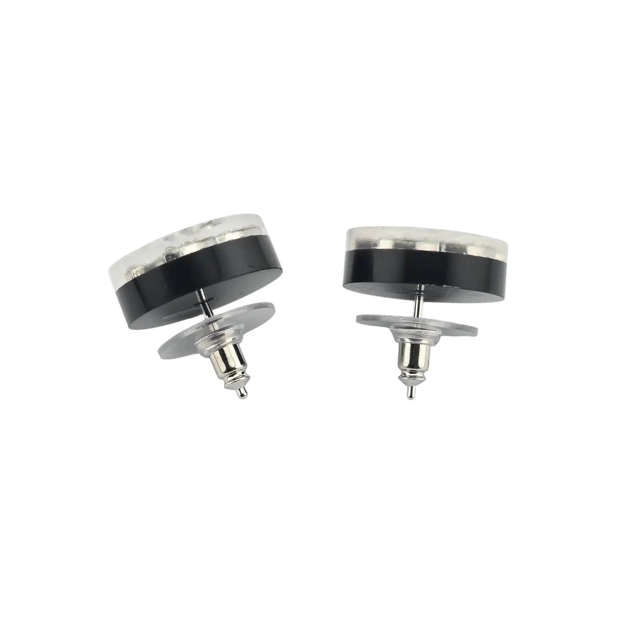 Chanel CC Resin Round Black Stud Crystal Earrings 2025 CHANEL