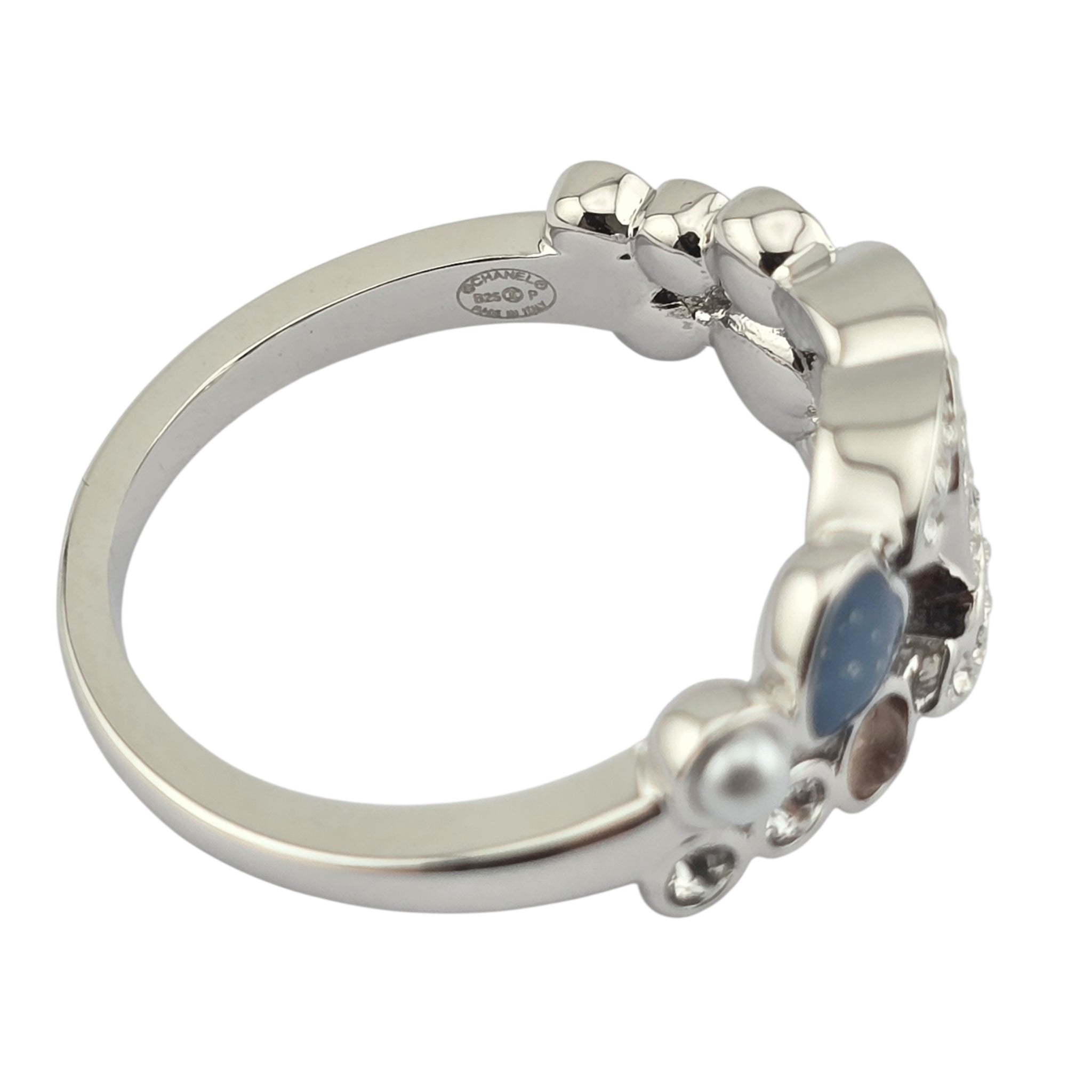 Chanel CC Silver Blue Red Resin Ring 2025 CHANEL