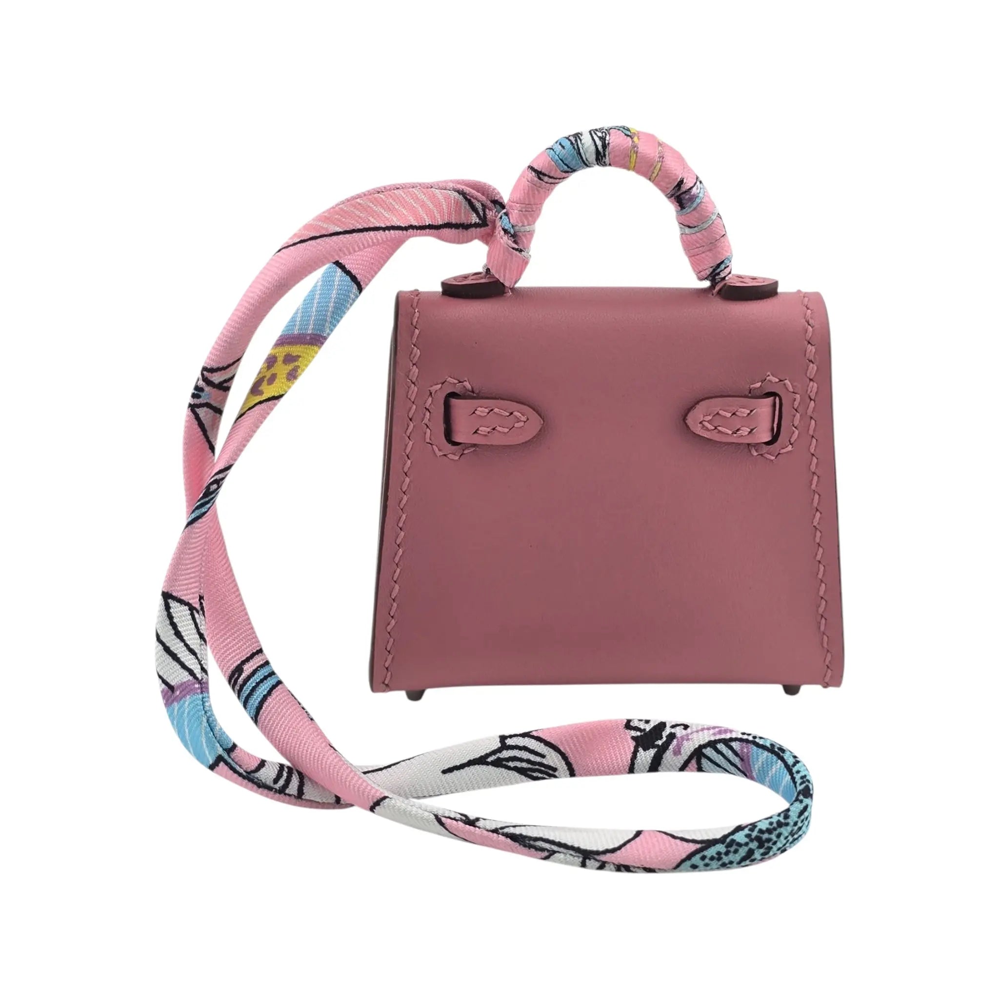 Hermes Rose Sakura Tadelakt Mini Kelly Twilly Bag Charm Palladium Hardware HERMES