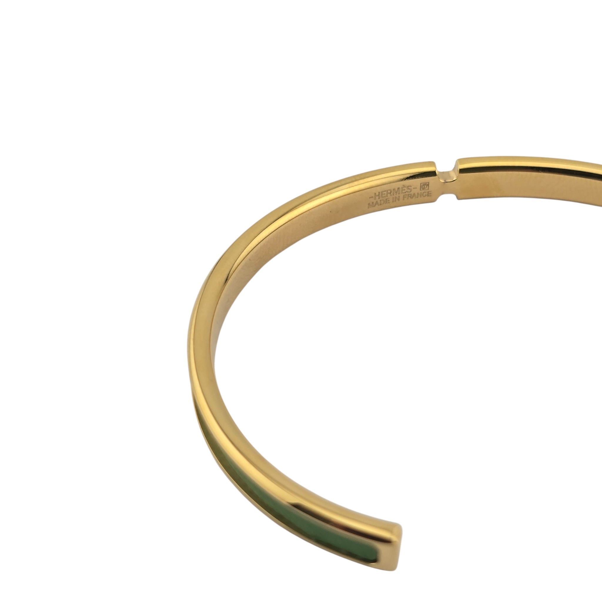 Hermes Olympe Green Gold Leather Bracelet