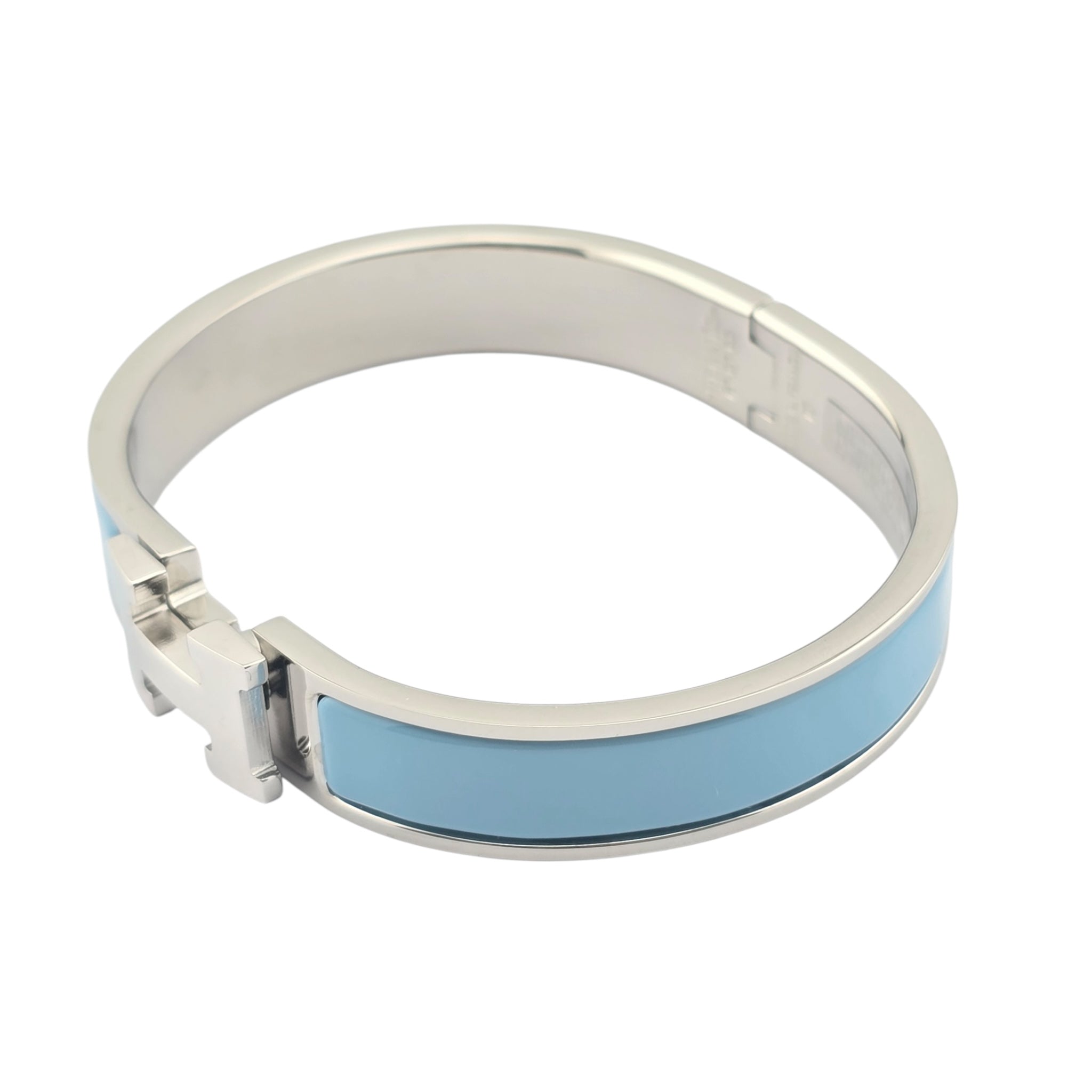 Hermes Clic H Bracelet Baby Blue Palladium GM