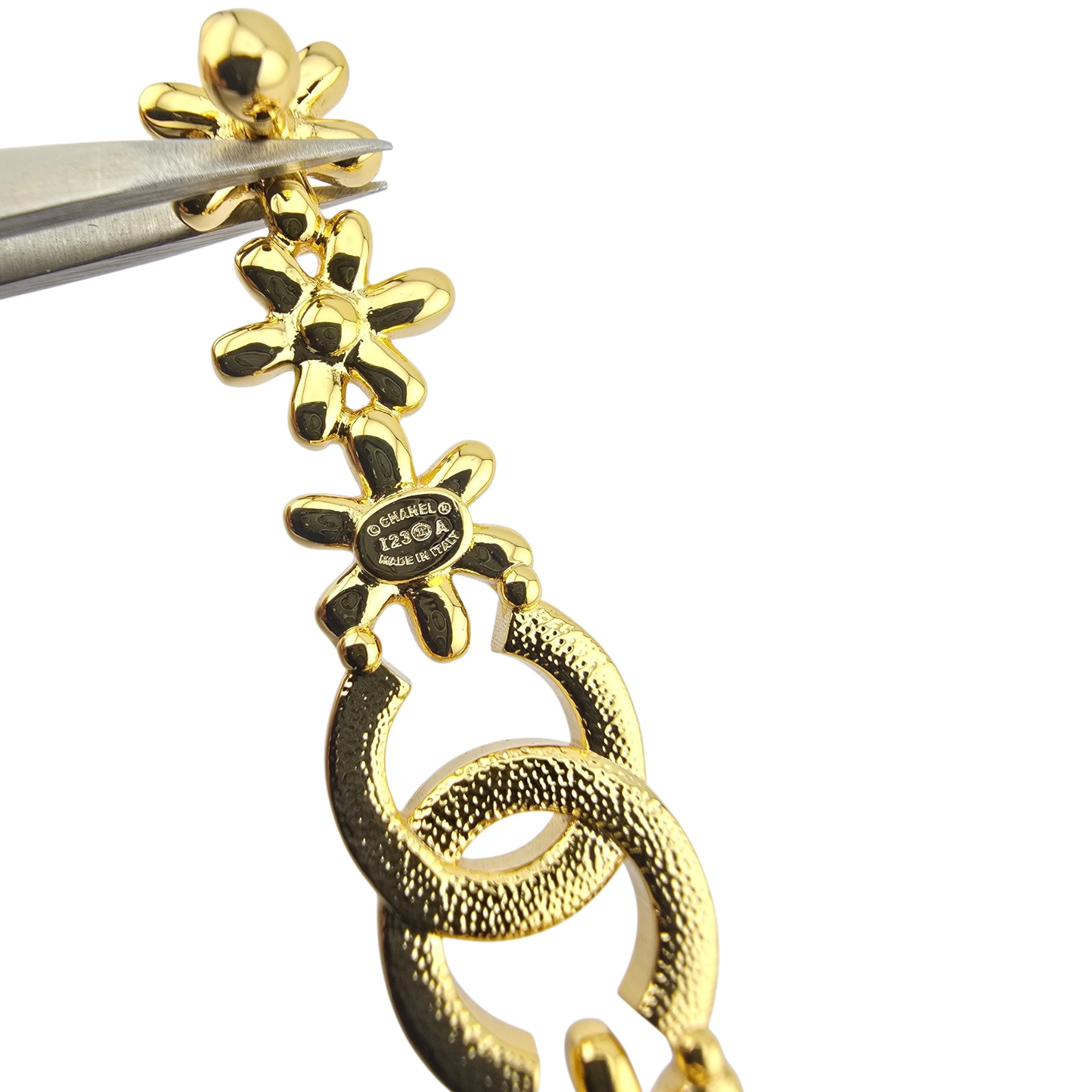 Chanel CC Gold Metal Floral Hair Clip Barette 2023