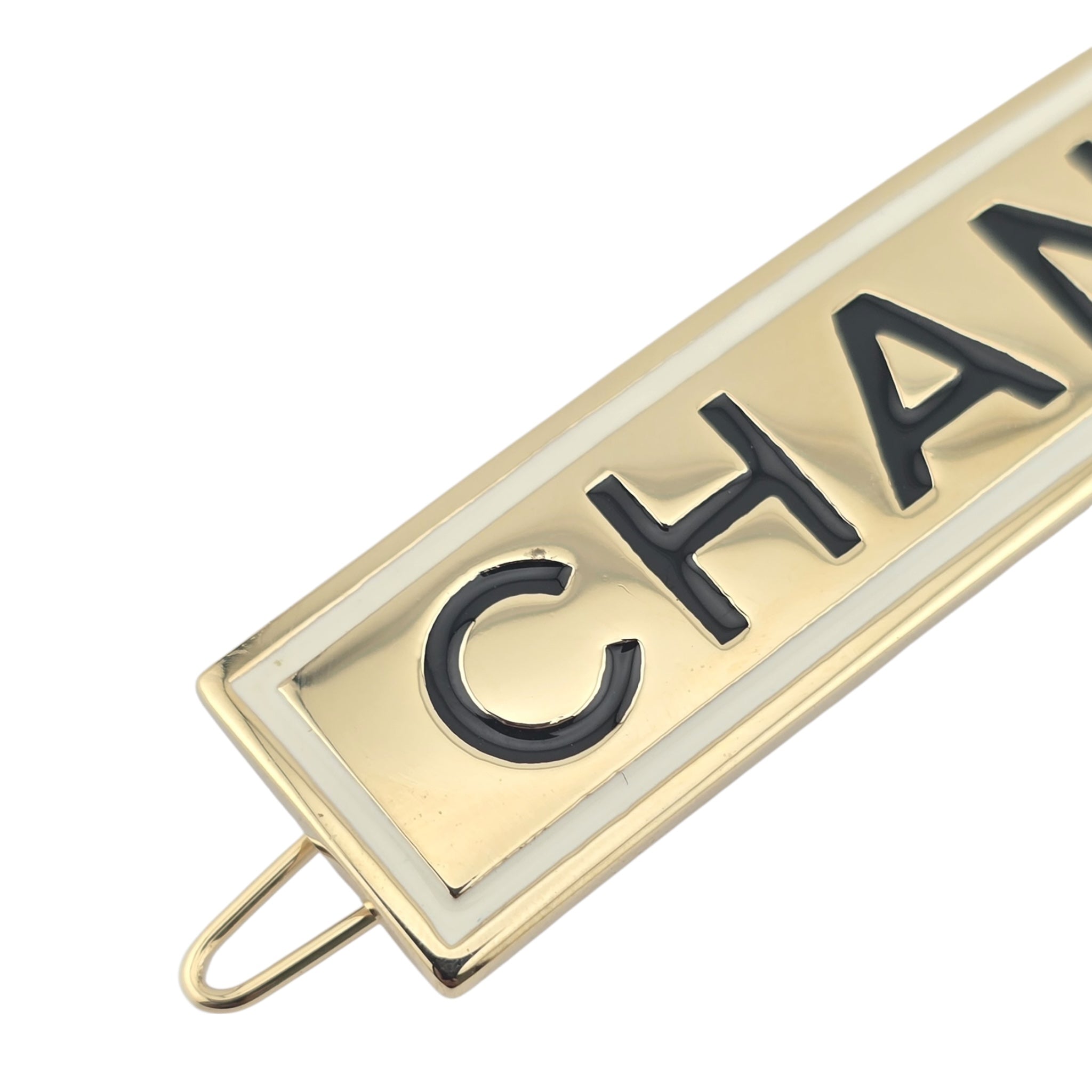 Chanel Logo Gold Black Hair Barrette Clip 2021