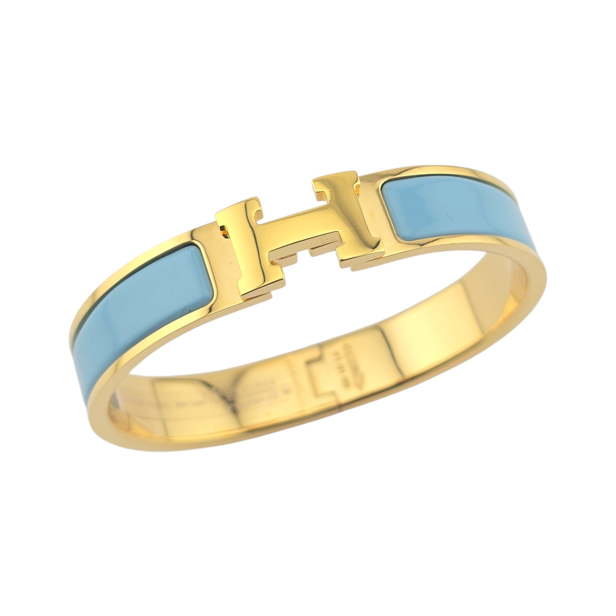 Hermes Clic H Bracelet Enamel Blue Gold GM