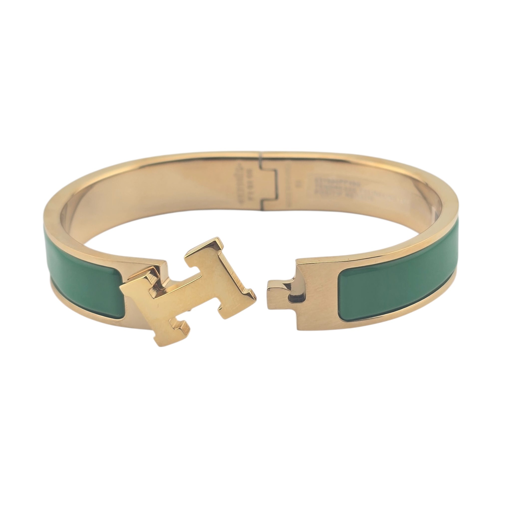 Hermes Clic H Bracelet Vert Moderne Gold GM