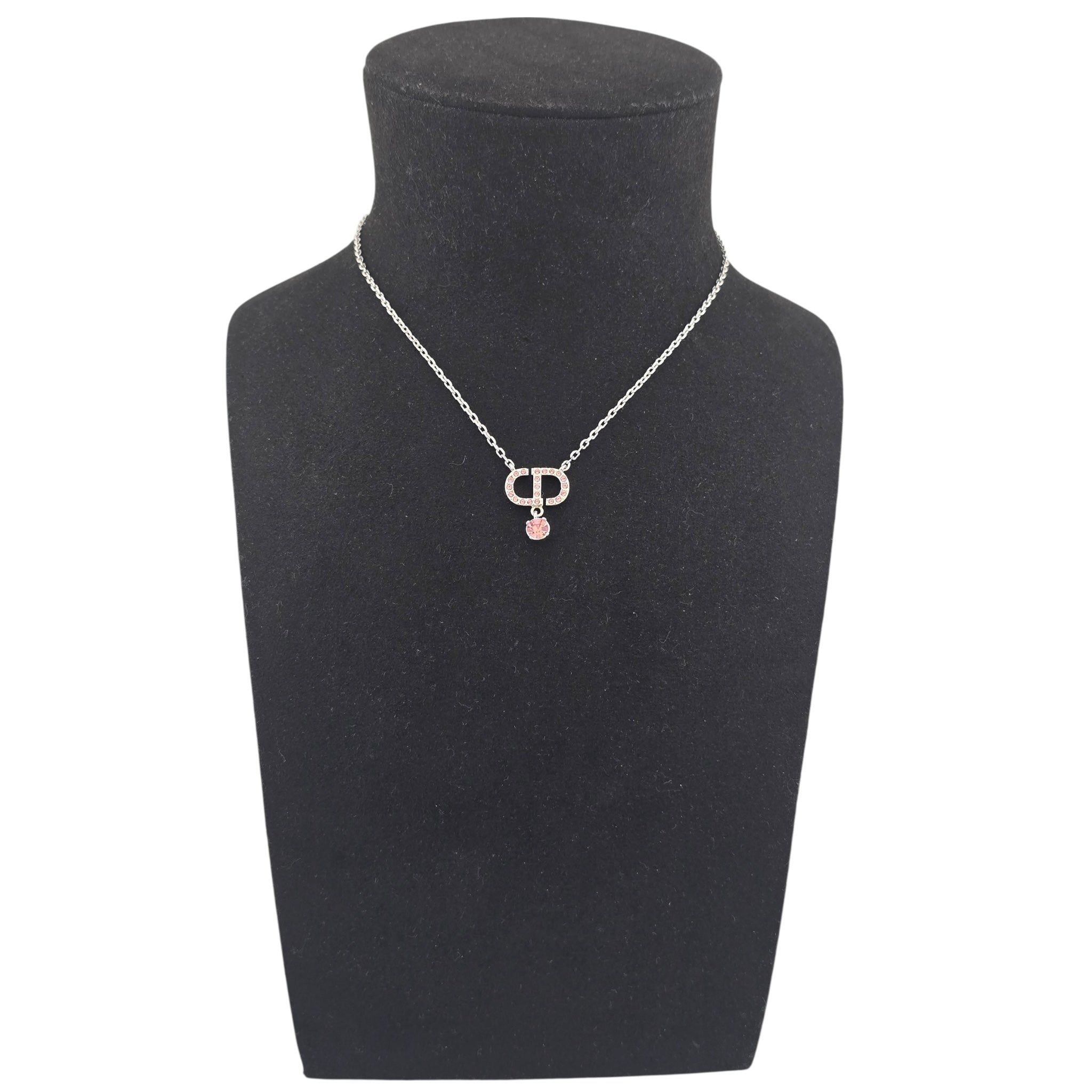 Christian Dior Petit CD Silver Pink Necklace