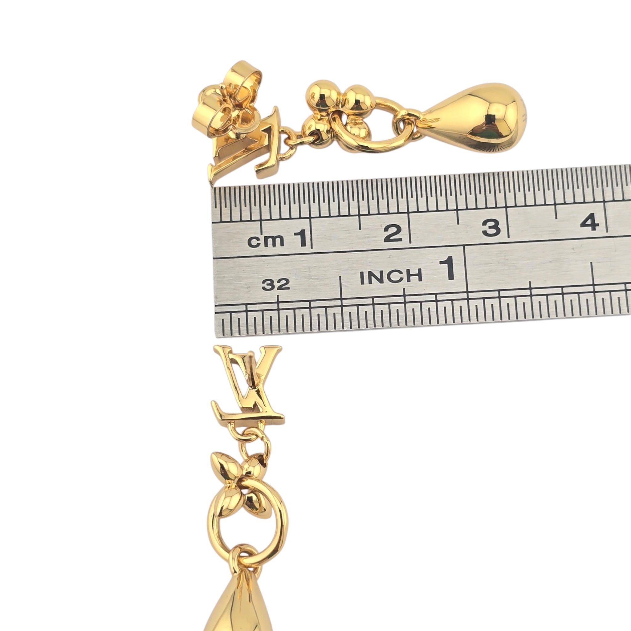 Louis Vuitton LV Flower Drop Gold Metal Earrings