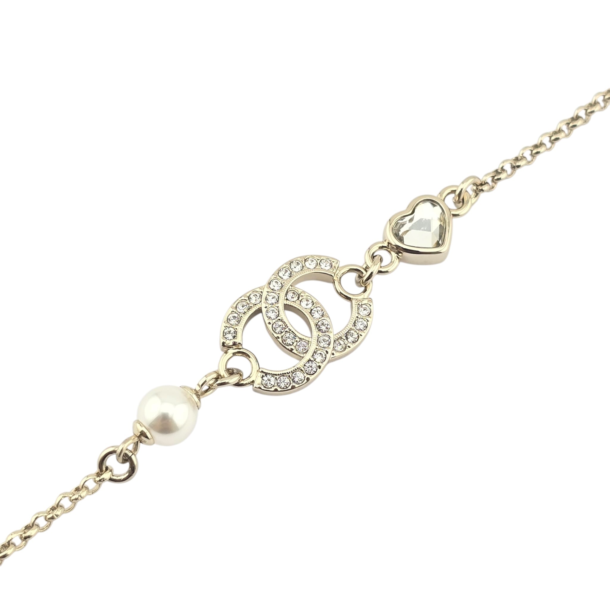 Chanel CC Gold Heart Crystal Bracelet 2025