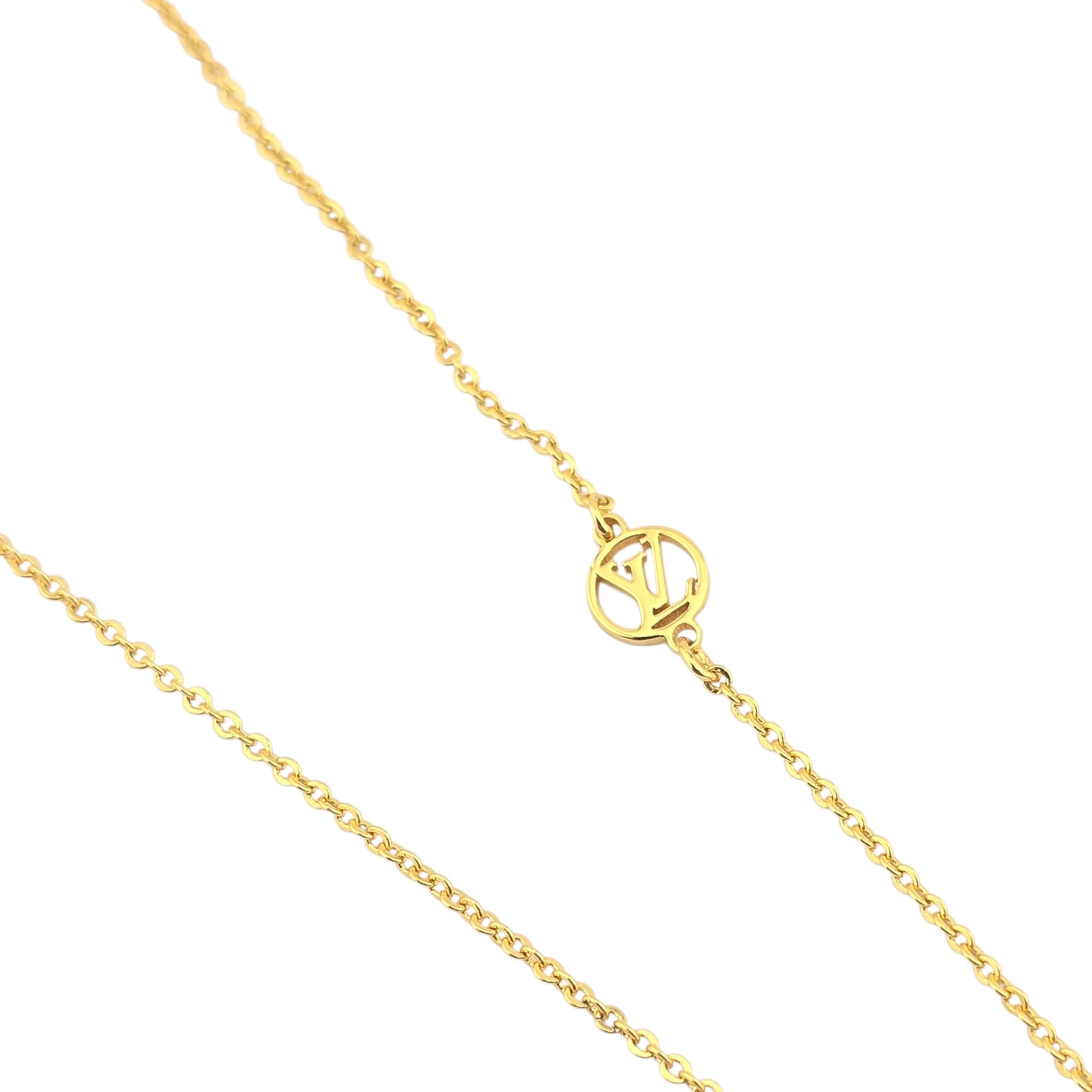 Louis Vuitton LV Nanogram Name Tag Necklace Gold