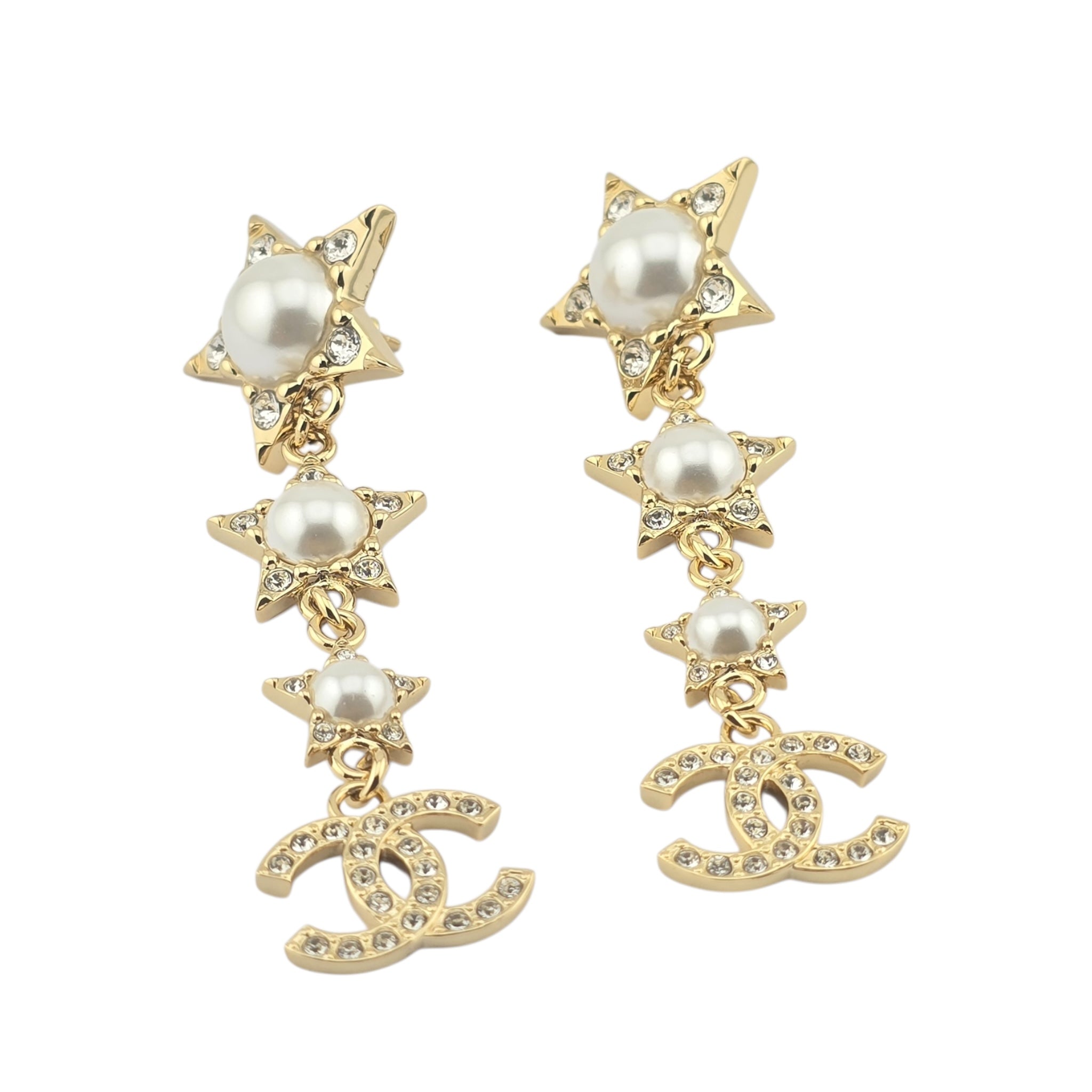 Chanel CC Gold Stars Drop Earrings 2024 CHANEL