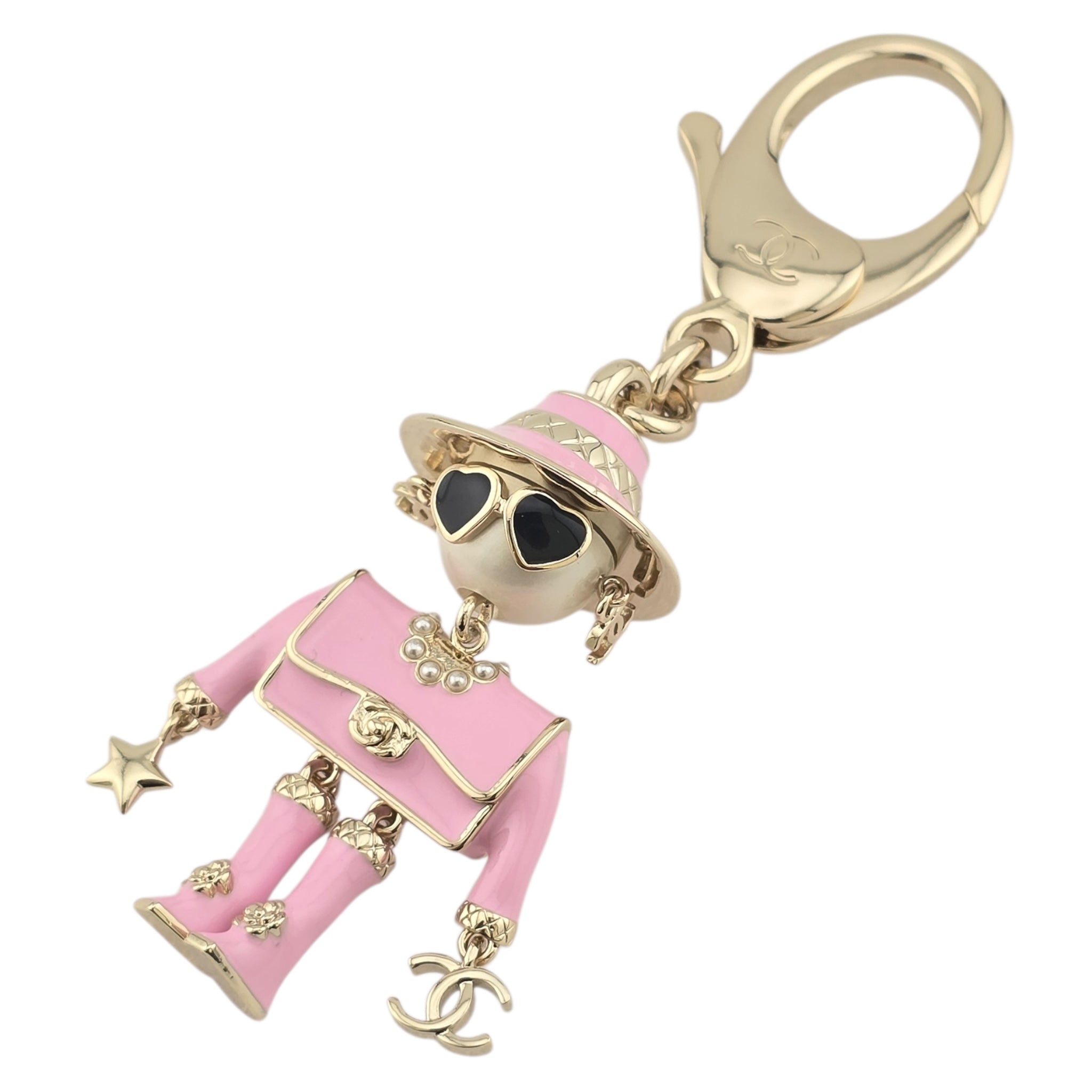 Chanel CC Robot Gabrielle Doll Pink Key Ring Bag Charm 25B CHANEL