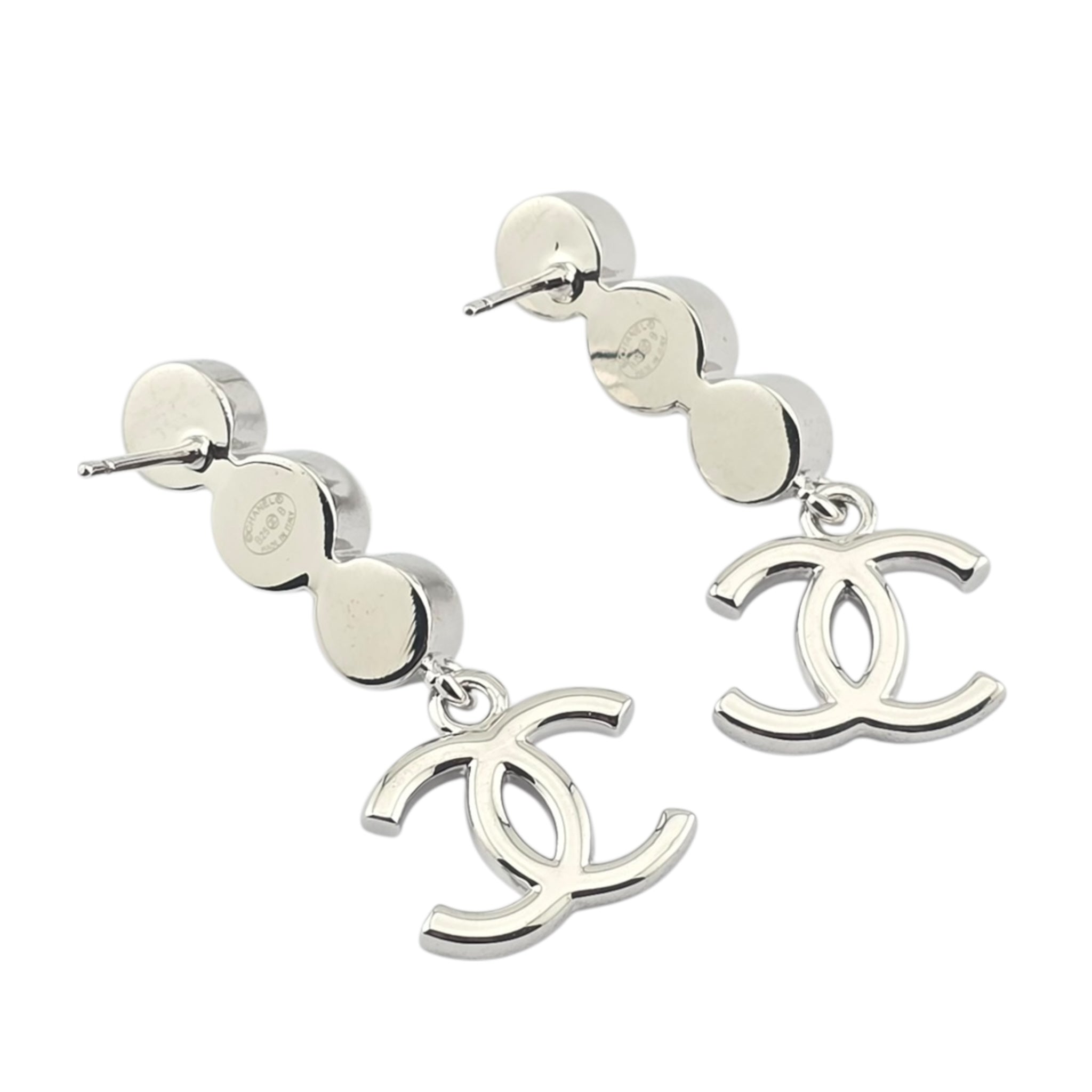 Chanel CC Silver Crystal Pearl Earrings 2025 CHANEL