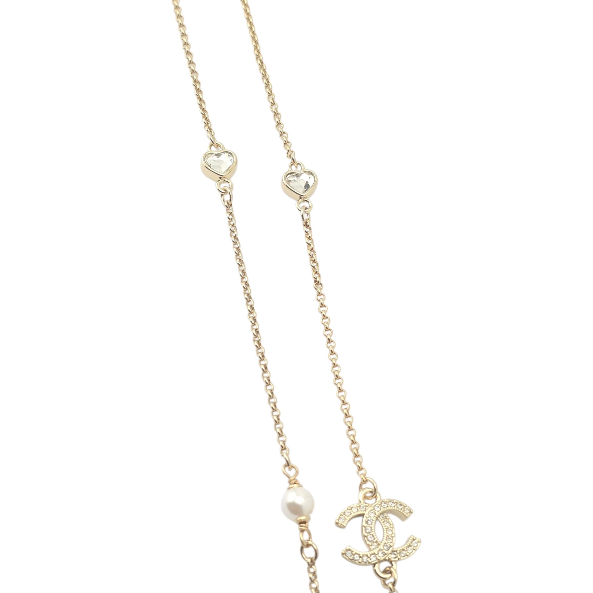 Chanel CC Charms Gold Metal Heart Long Necklace 2024 CHANEL