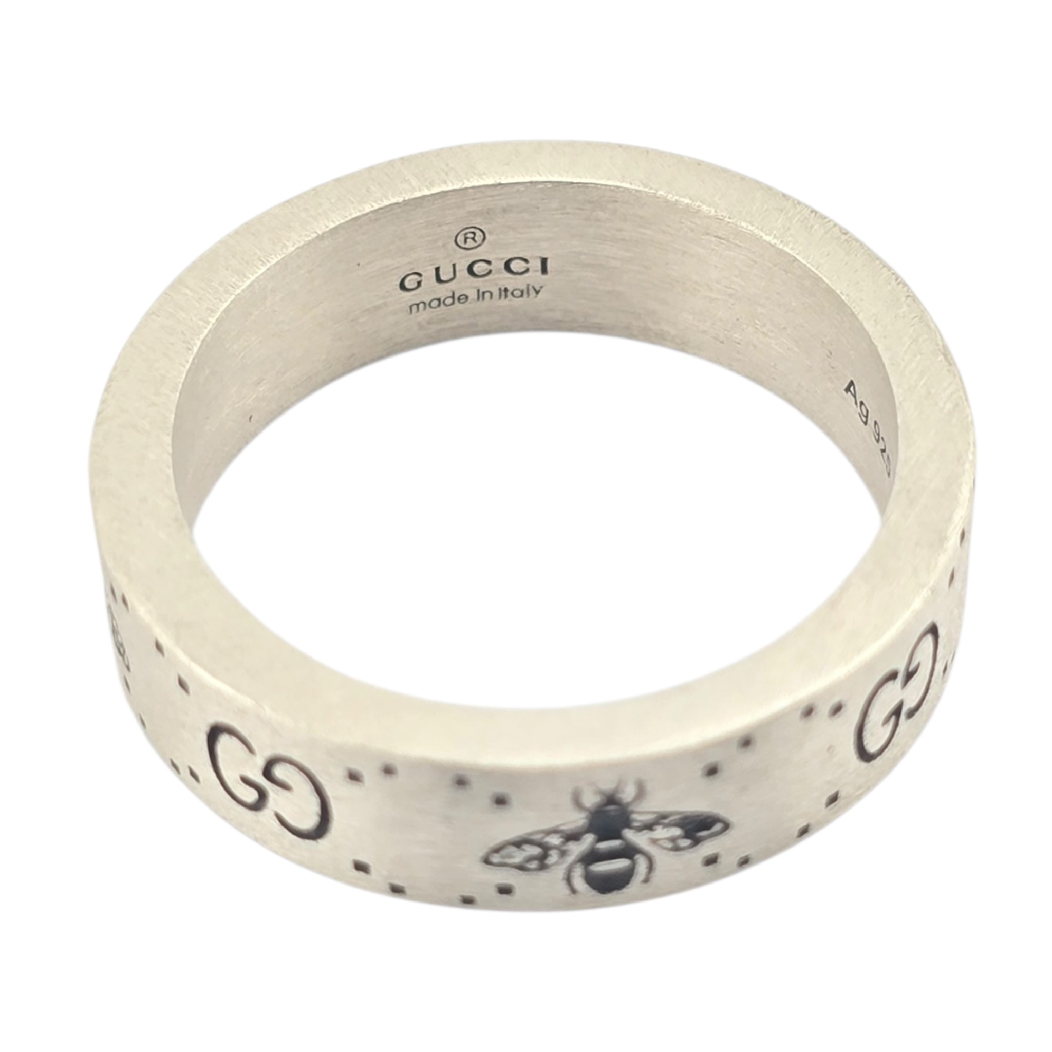 GUCCI GG Bee Motif 6mm Sterling Silver Ring GUCCI