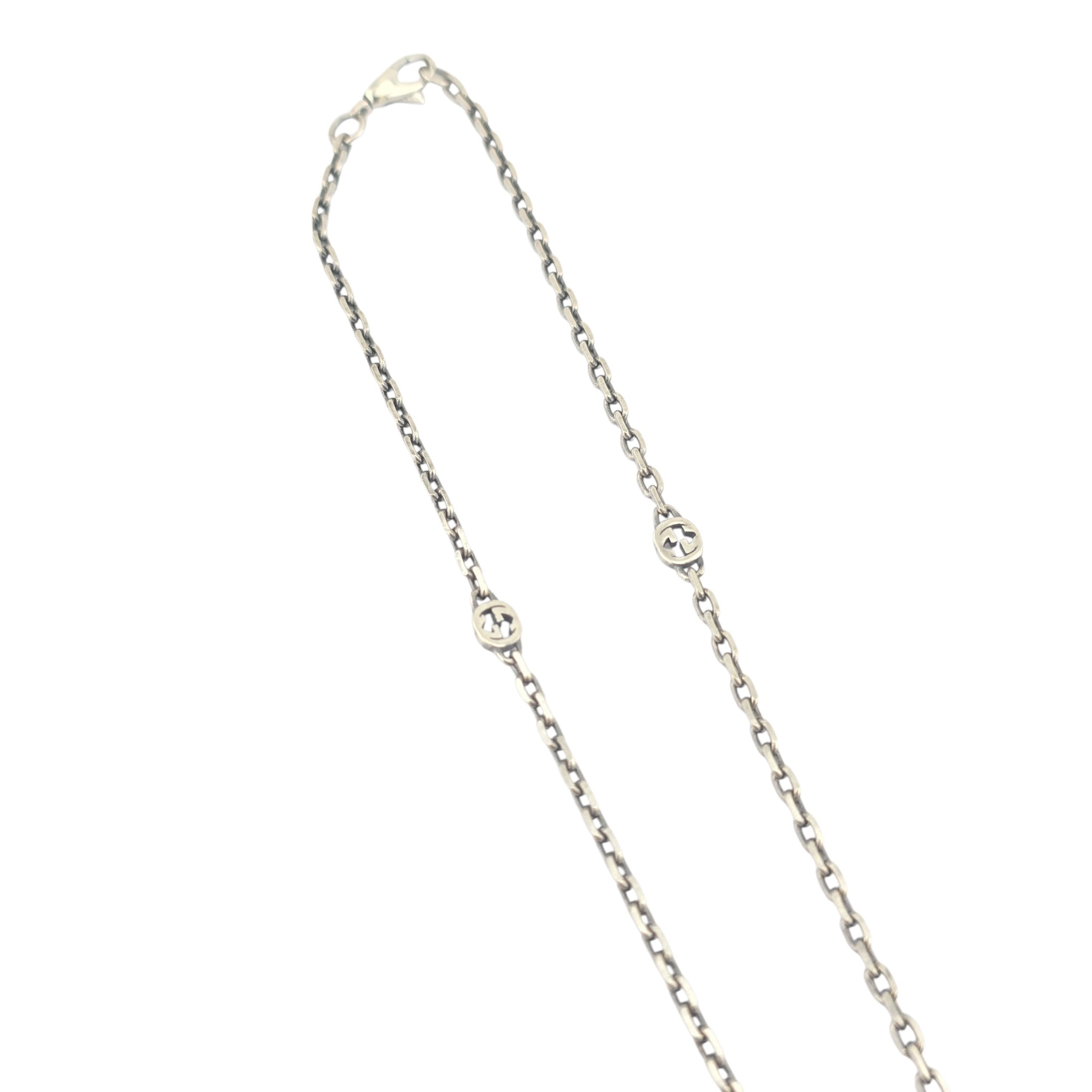 GUCCI Interlocking G Red Heart Silver Necklace GUCCI