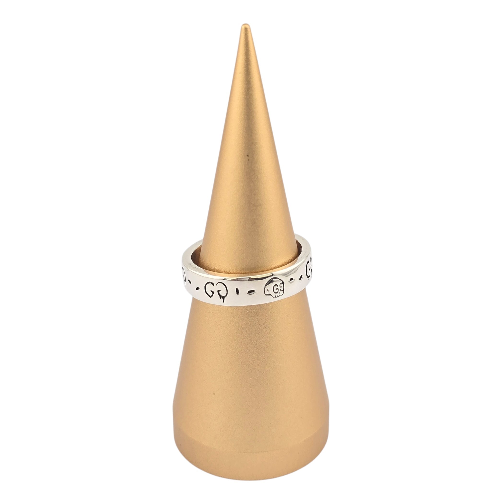 GUCCI Ghost Skull Silver GG Ring 4mm GUCCI