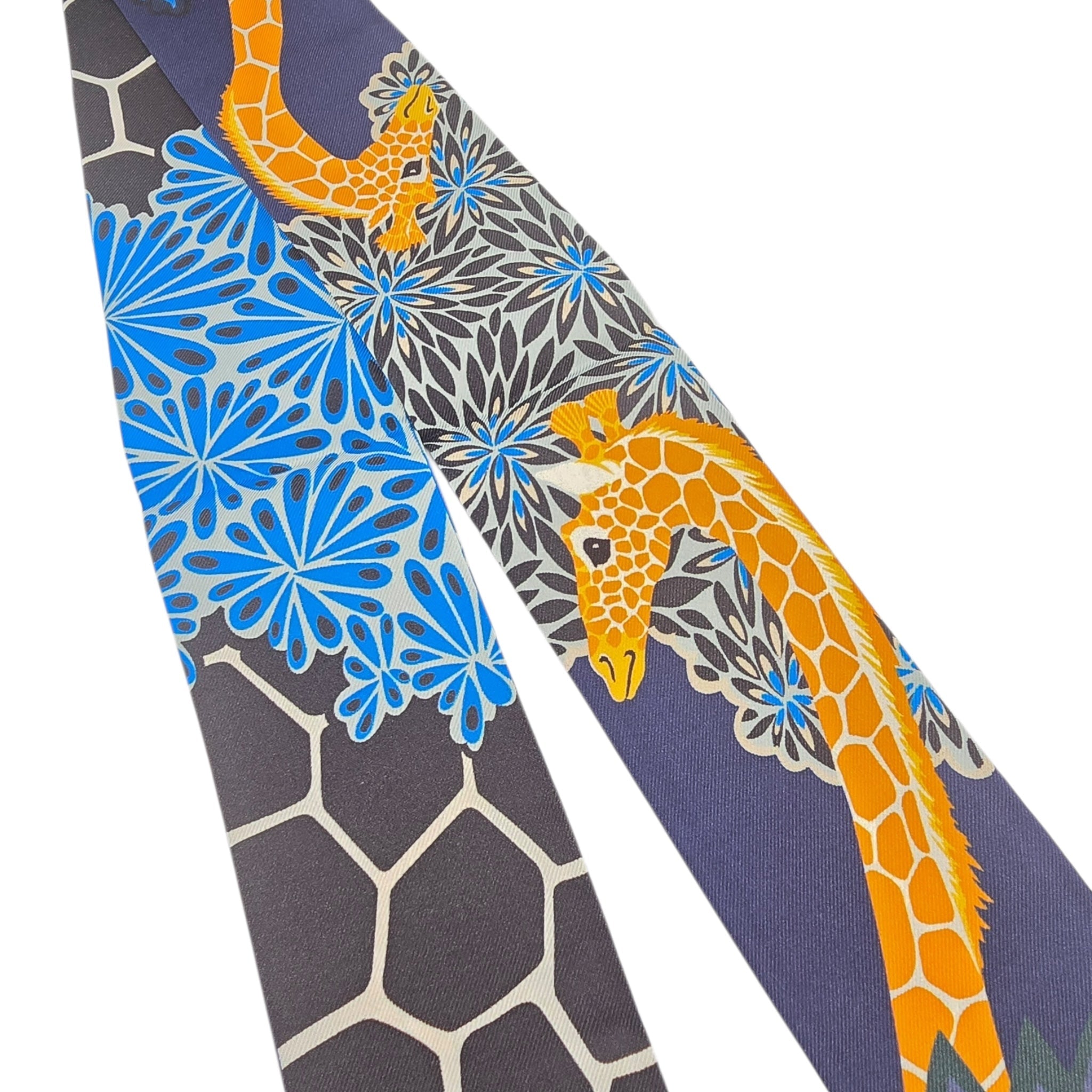 Hermes Silk Twilly The Three Graces Black Blue HERMES