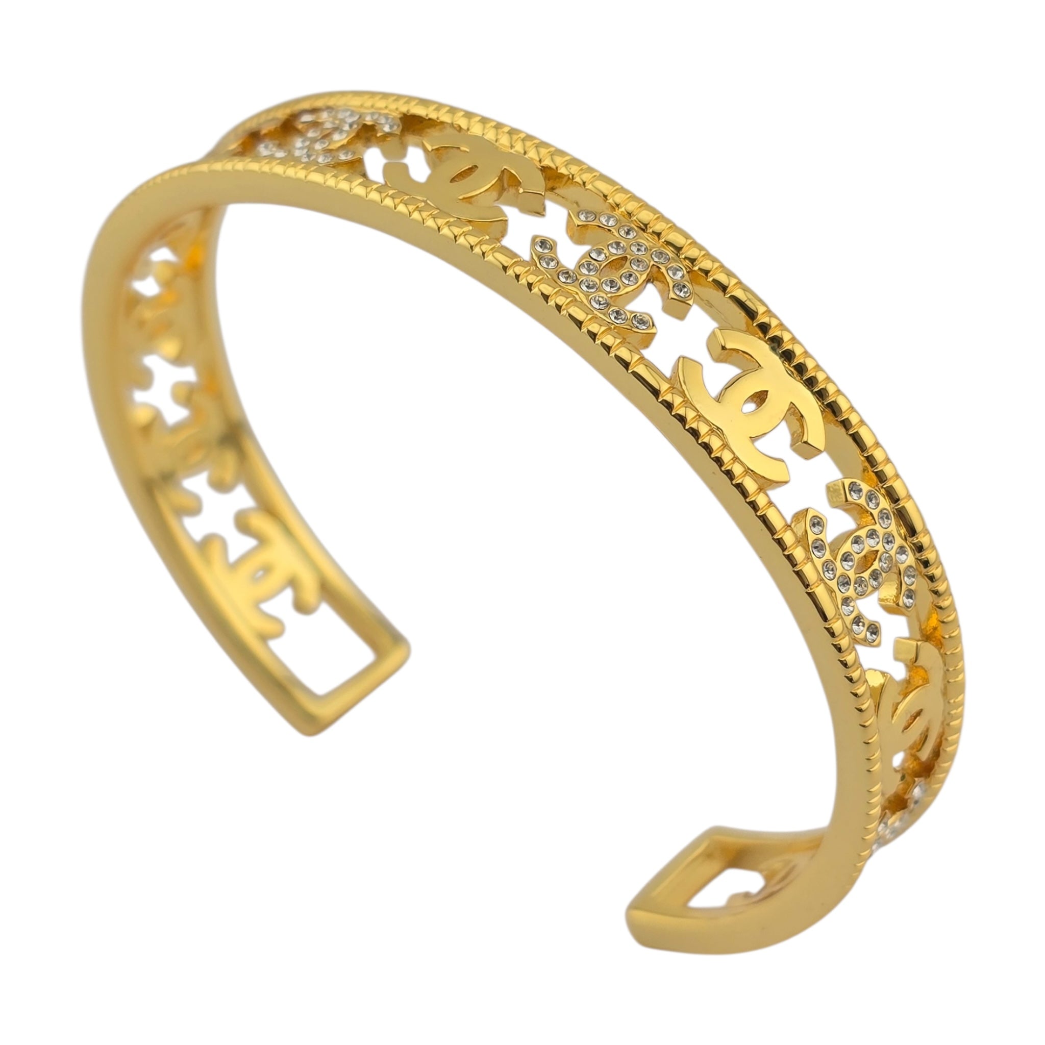 Chanel Crystal CC Gold Cuff Bracelet 2022 CHANEL