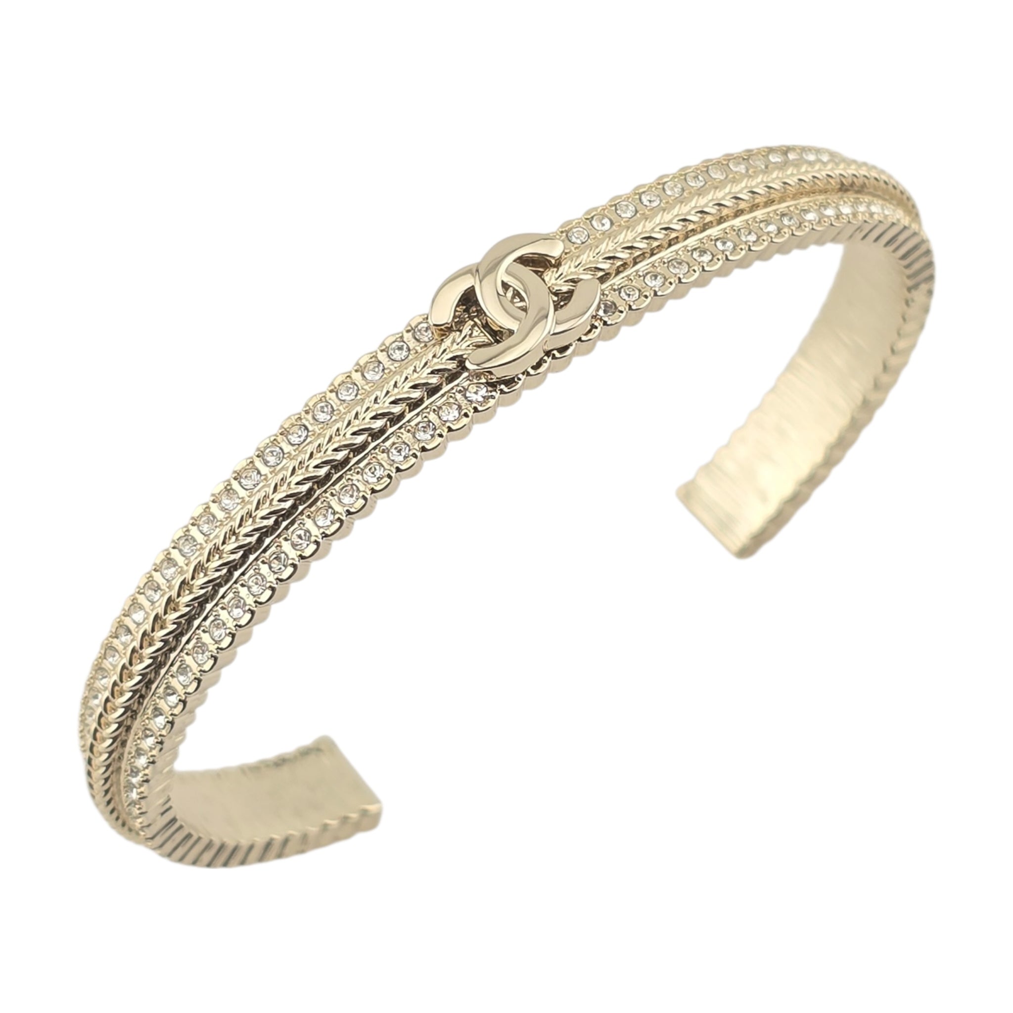 Chanel CC Crystal Gold Cuff Bracelet 2024 CHANEL
