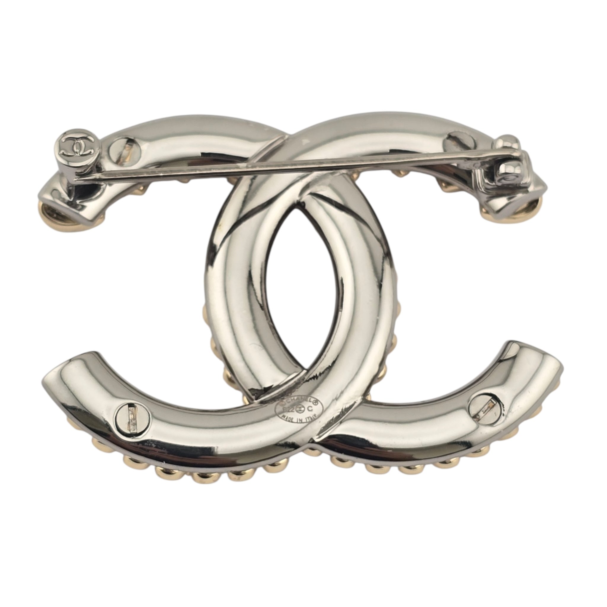 Chanel CC Gold Ruthenium Hearts Brooch 2022 CHANEL