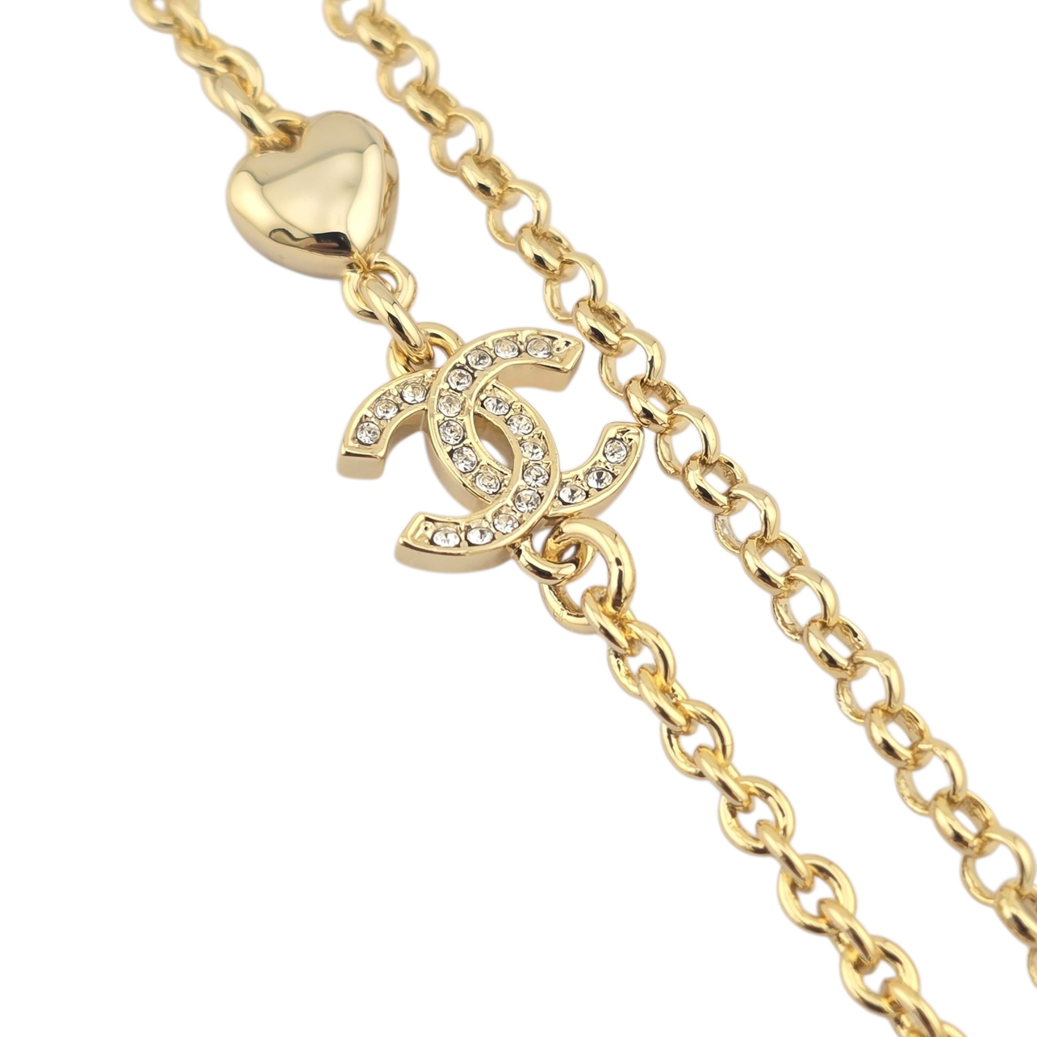 Chanel CC Long Necklace Gold Hearts 2023 CHANEL