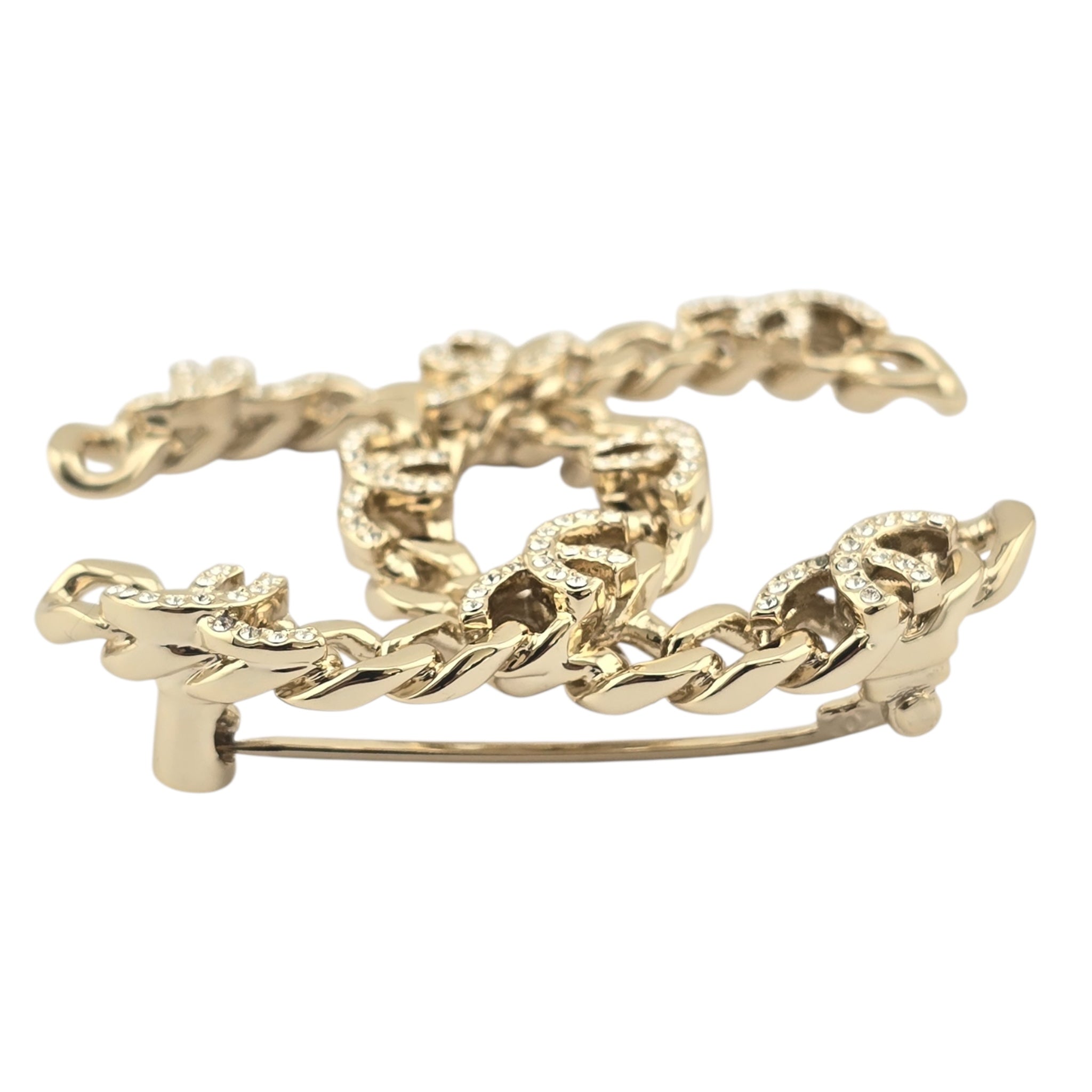 Chanel CC Crystal Gold Brooch 2022 CHANEL