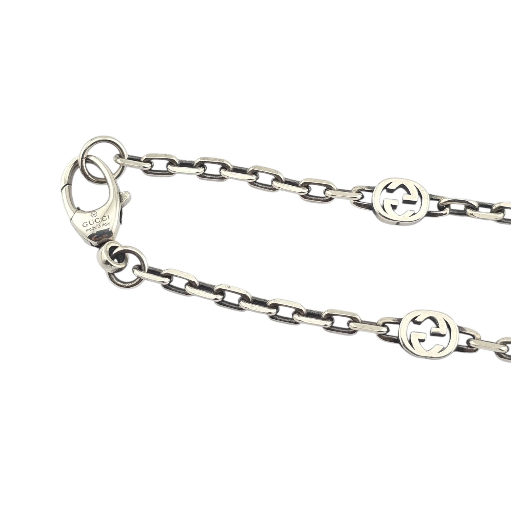 GUCCI GG Interlocking Pendant Silver Necklace GUCCI