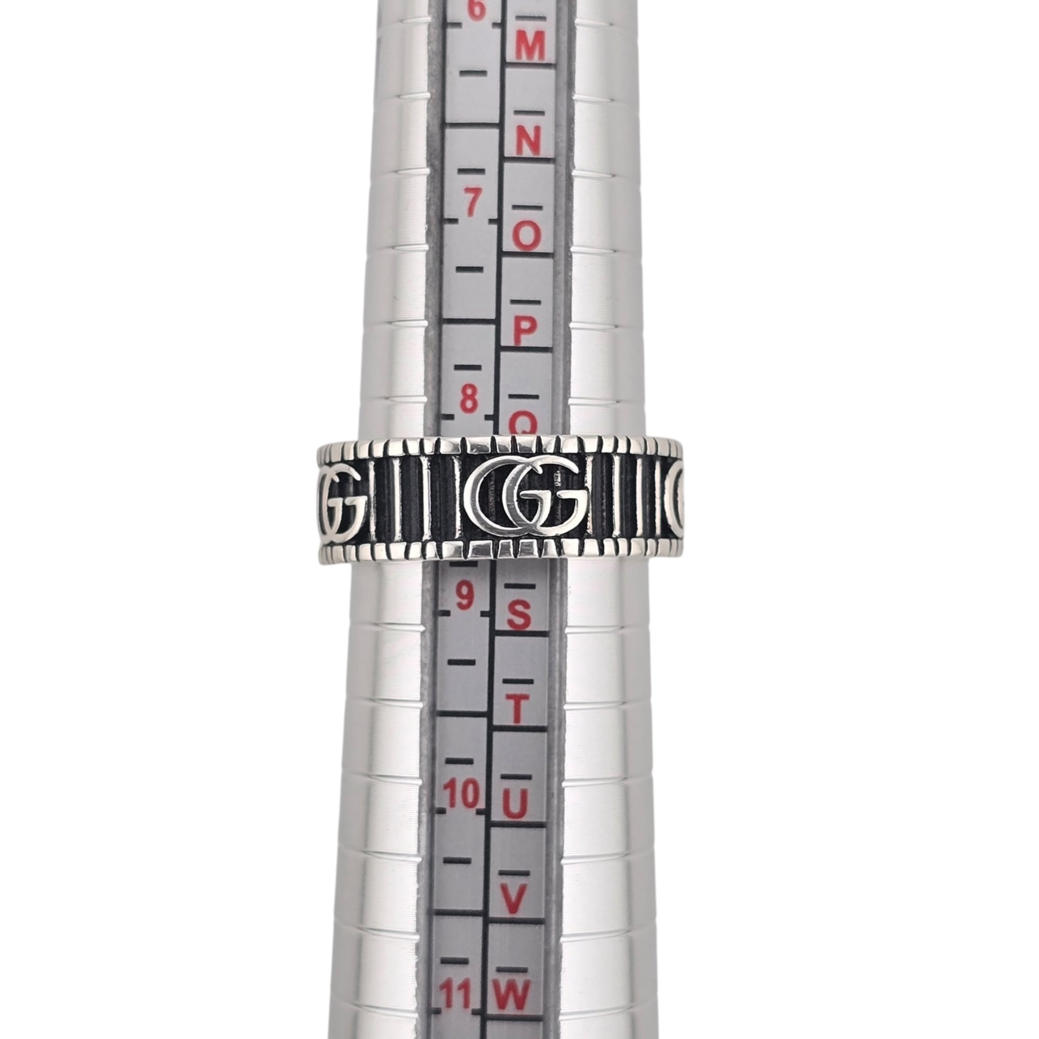 GUCCI GG Marmont Double G Black Sterling Silver Ring GUCCI