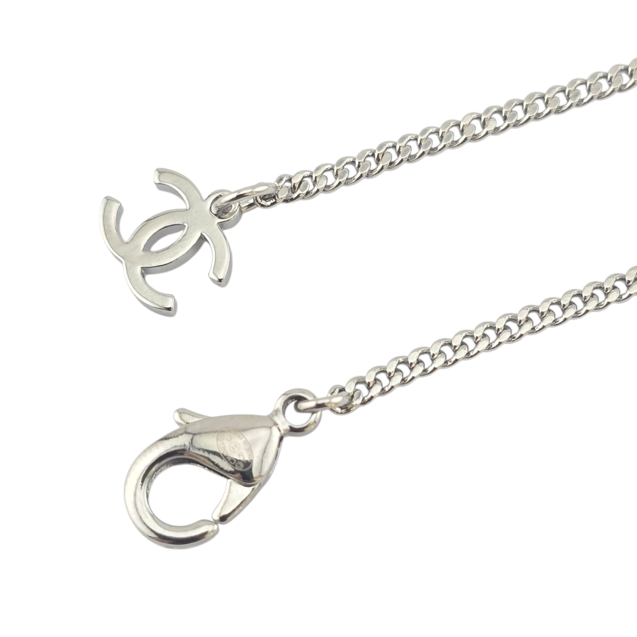 Chanel CC Silver Crystal Oval Pendant Necklace 2025 CHANEL