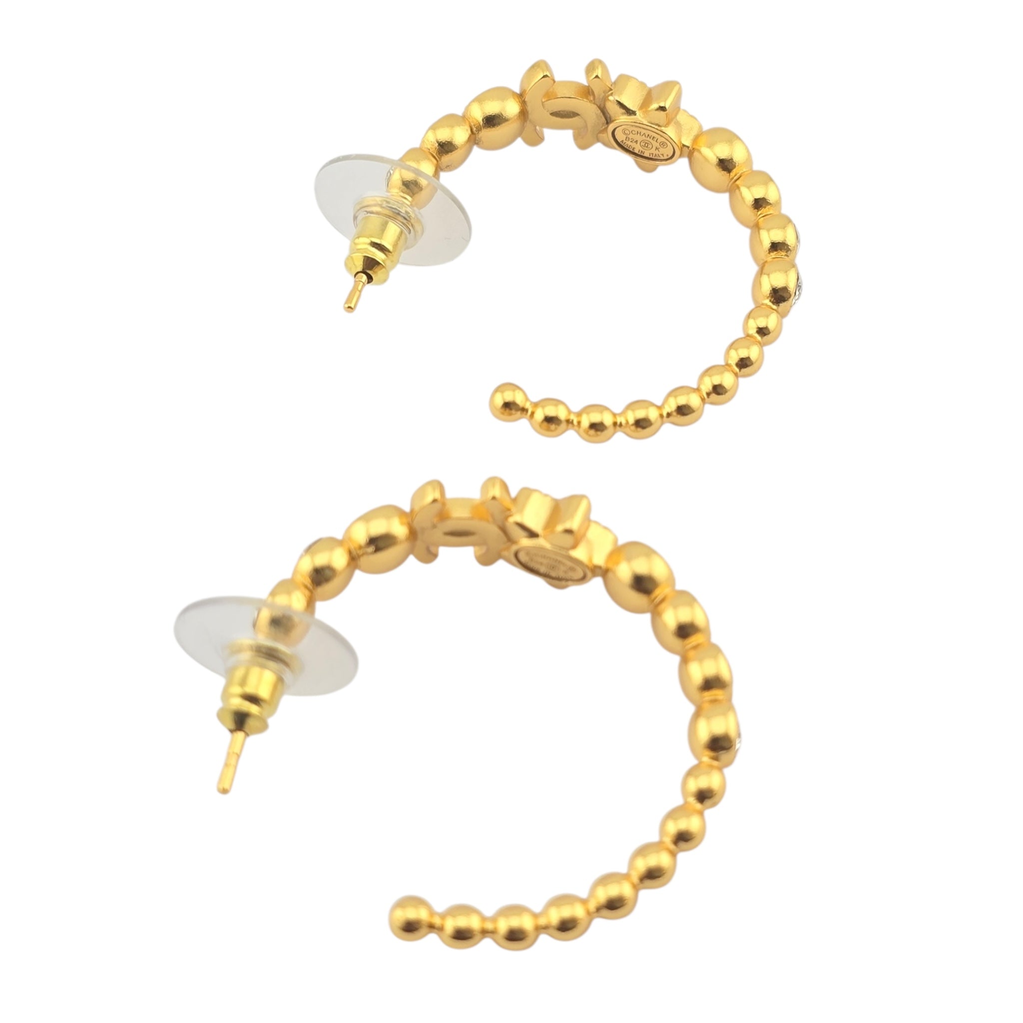 Chanel CC Gold Hoop Star Crystal Earrings 2024 CHANEL