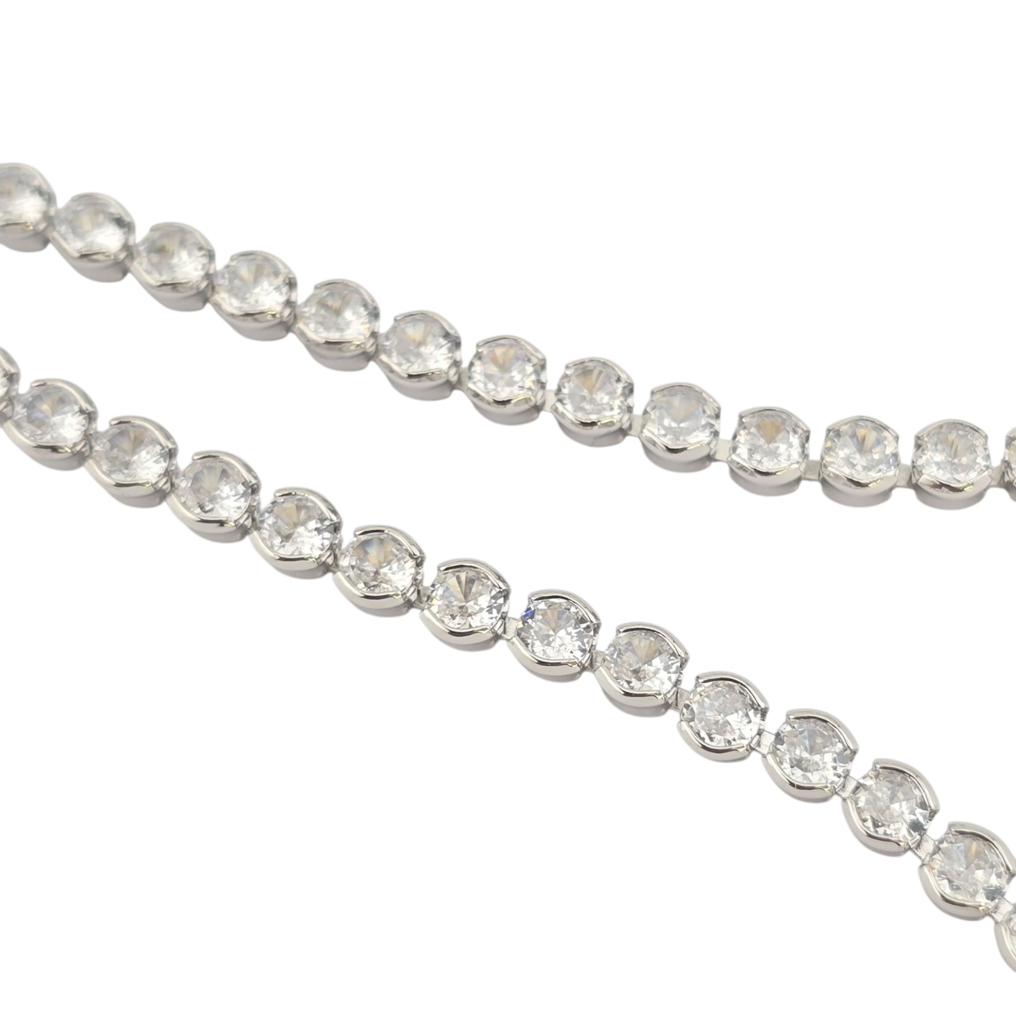 Chanel CC Faux Pearl Silver Crystal Necklace 2025 CHANEL
