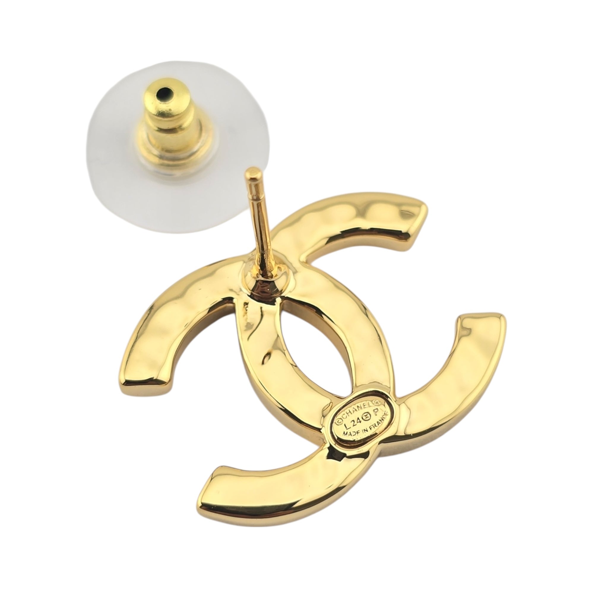 Chanel CC Gold Stud Crystal Earrings 2024 CHANEL