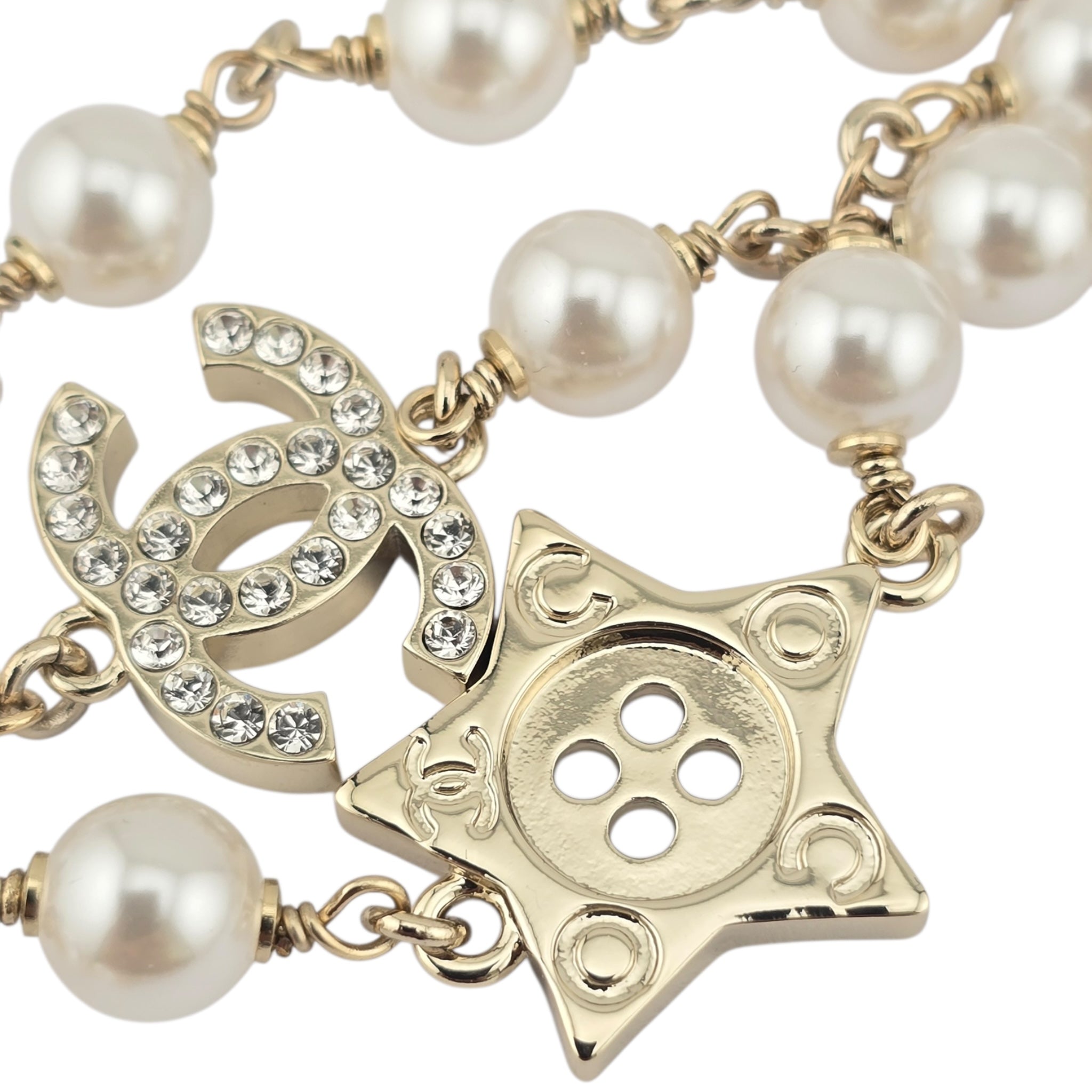 Chanel CC Faux Pearl Gold Long Necklace 2026