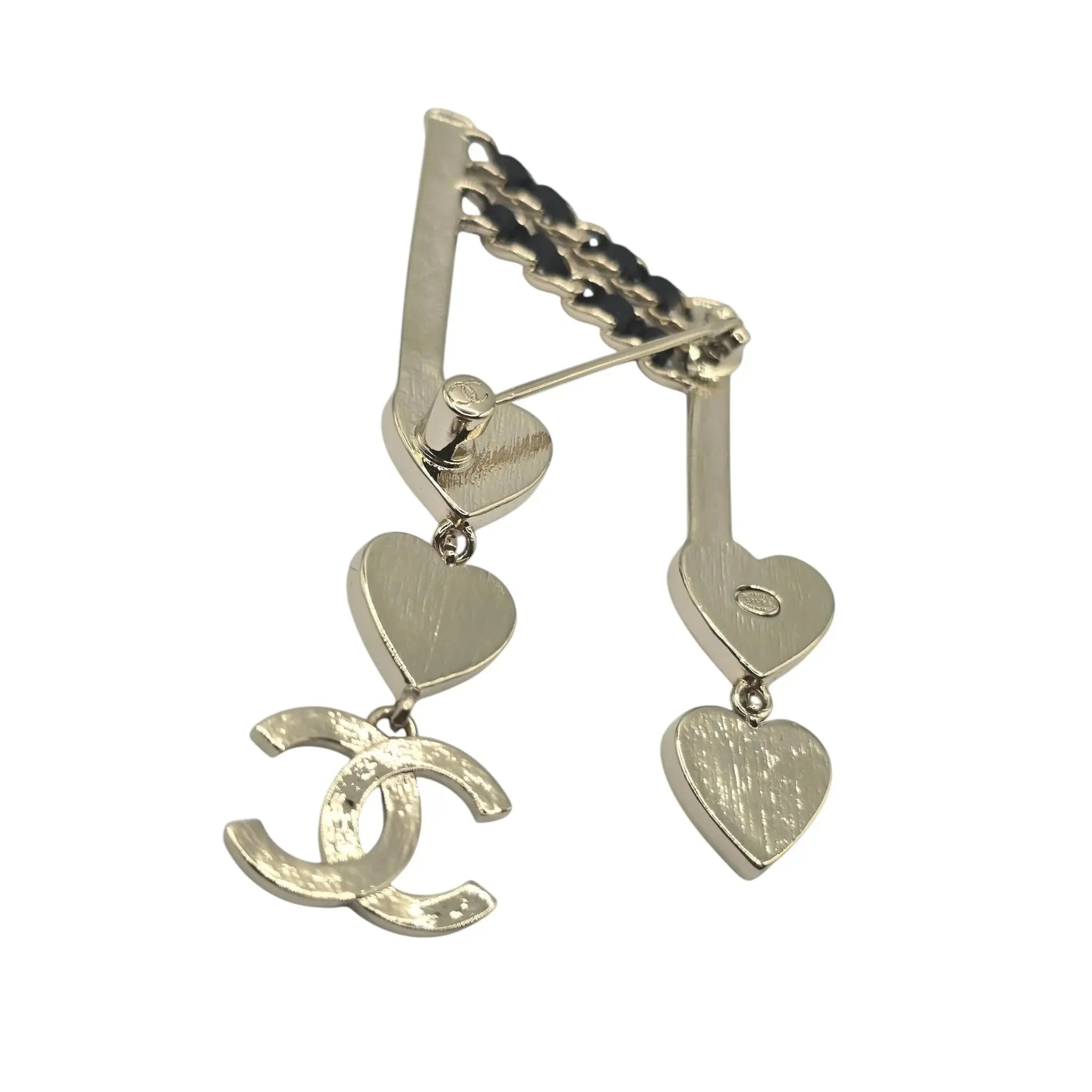 Chanel 24A CC Gold Music Note Heart Brooch 2024 CHANEL