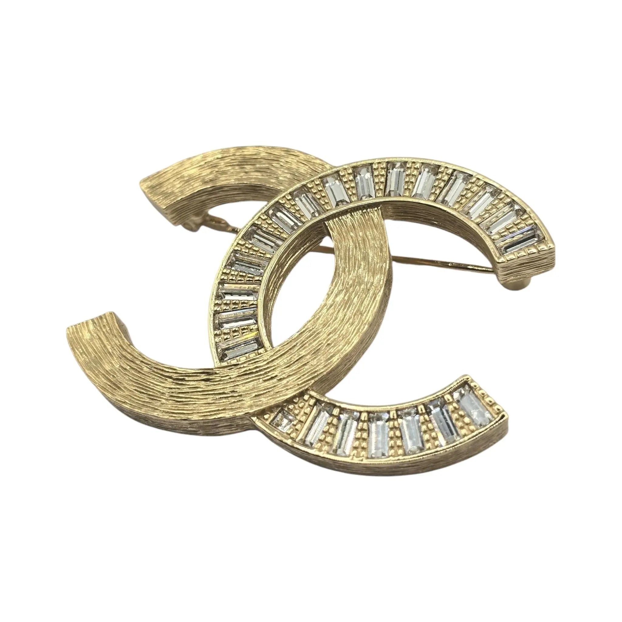 Chanel CC Logo Gold Rhinestone Brooch 2024 CHANEL