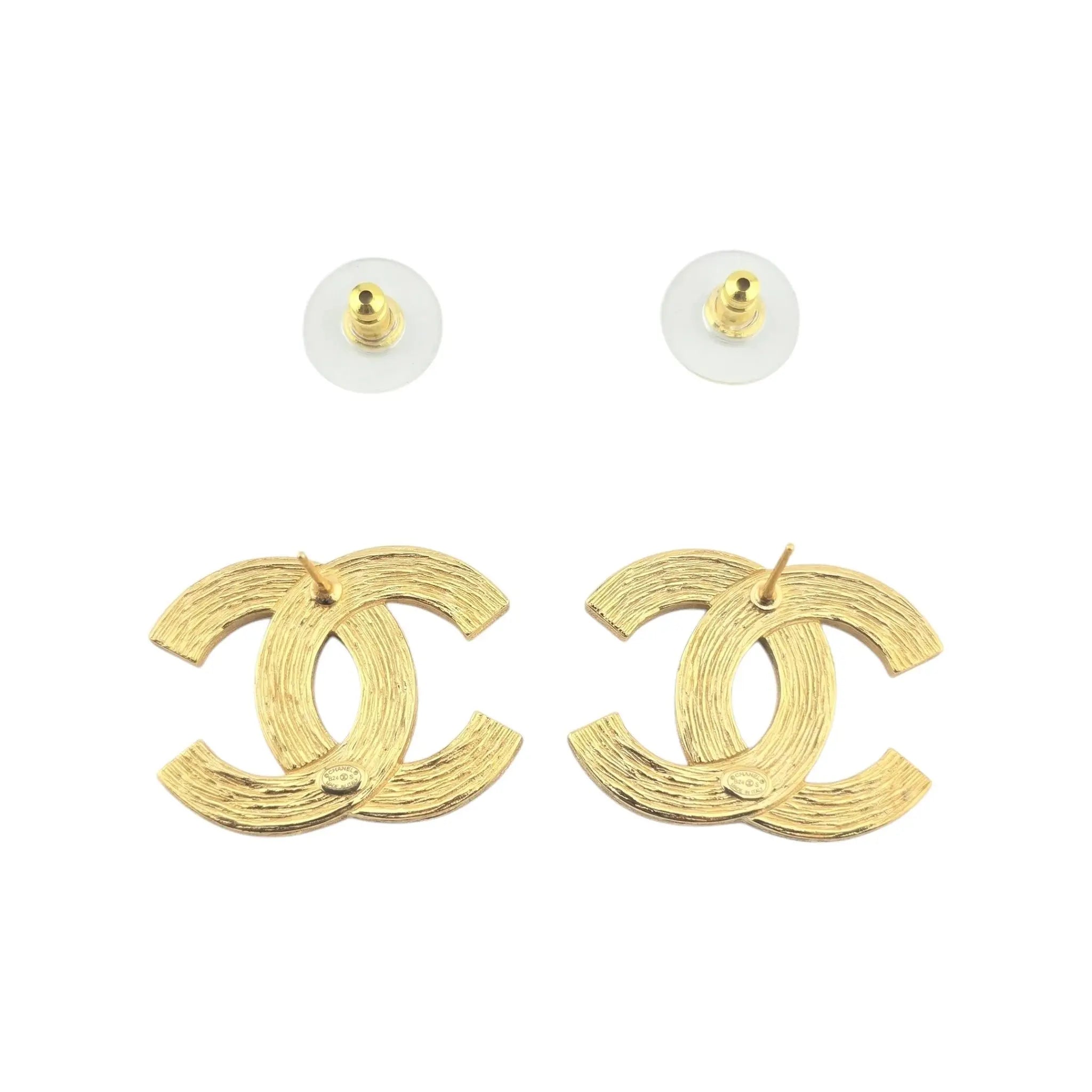 Chanel CC 24S Gold Crystals Stud Earrings CHANEL