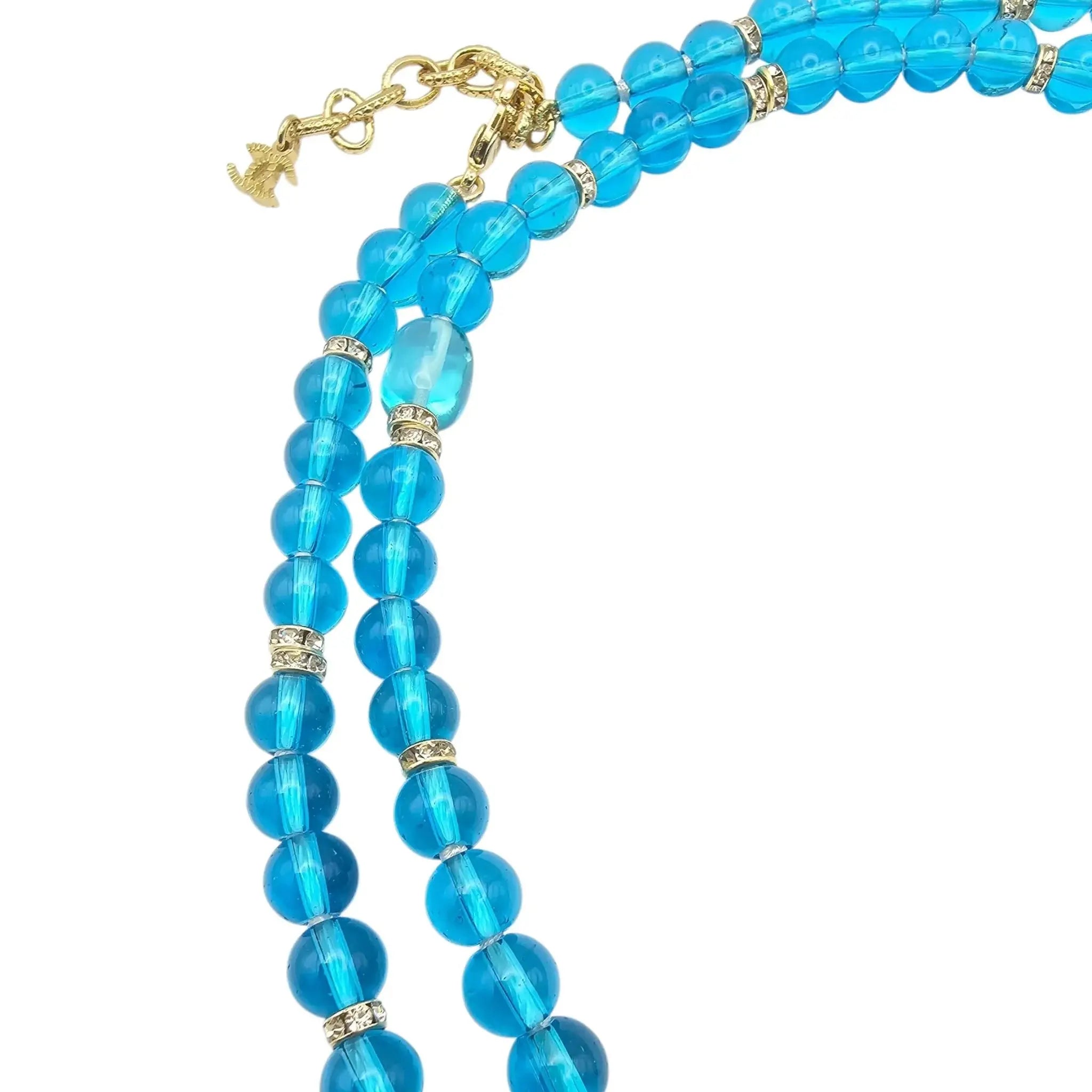Chanel CC Blue Bead Long Necklace 2023 CHANEL
