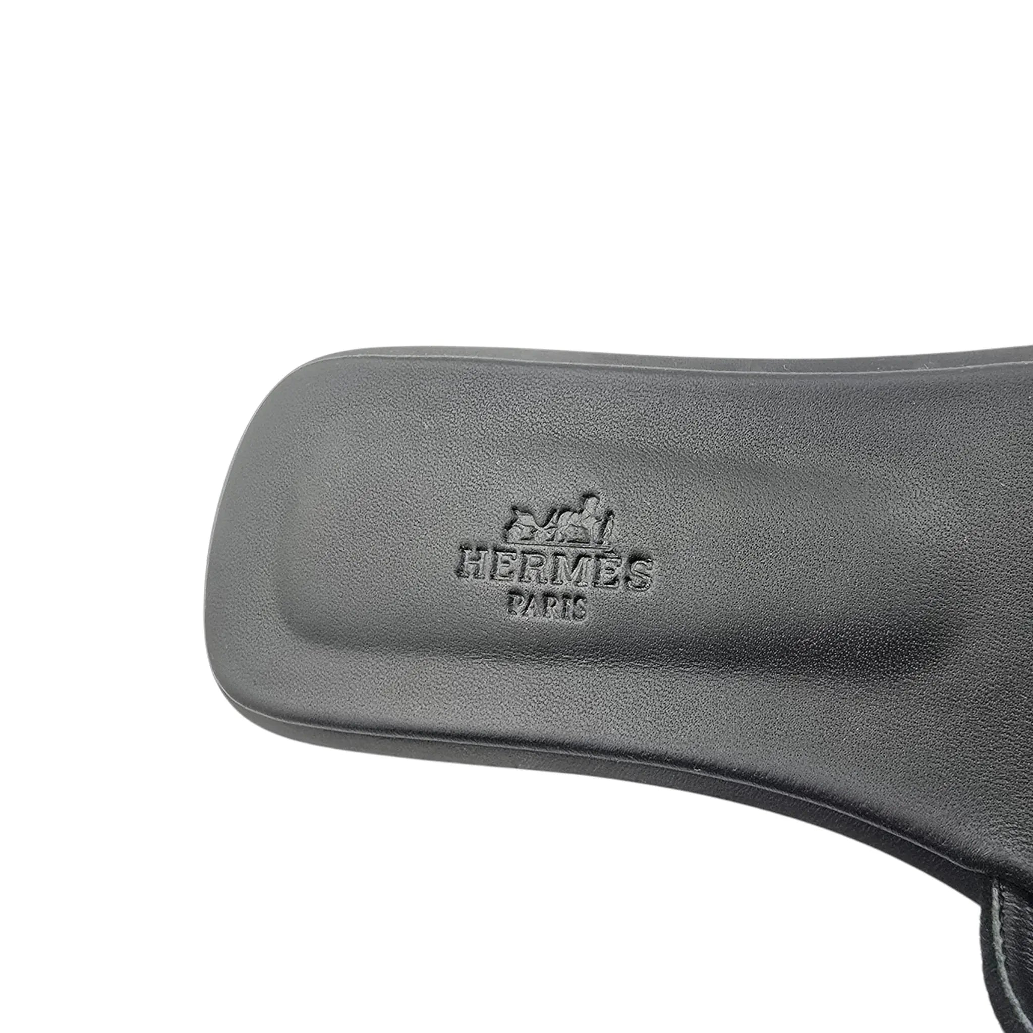 Hermes Oran Sandal Black Noir Calfskin Embellished - 40 HERMES