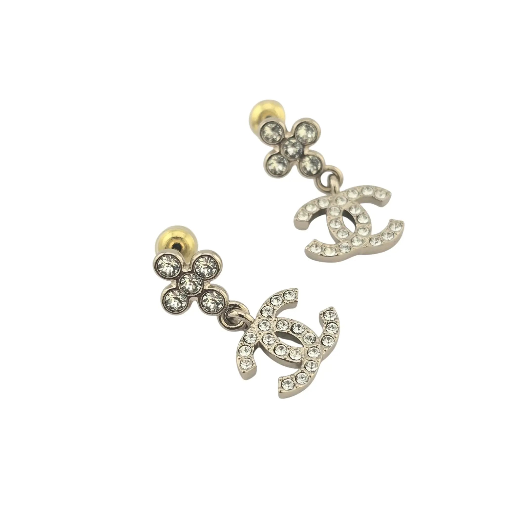 Chanel CC Gold Crystal Drop Earrings 2023 CHANEL