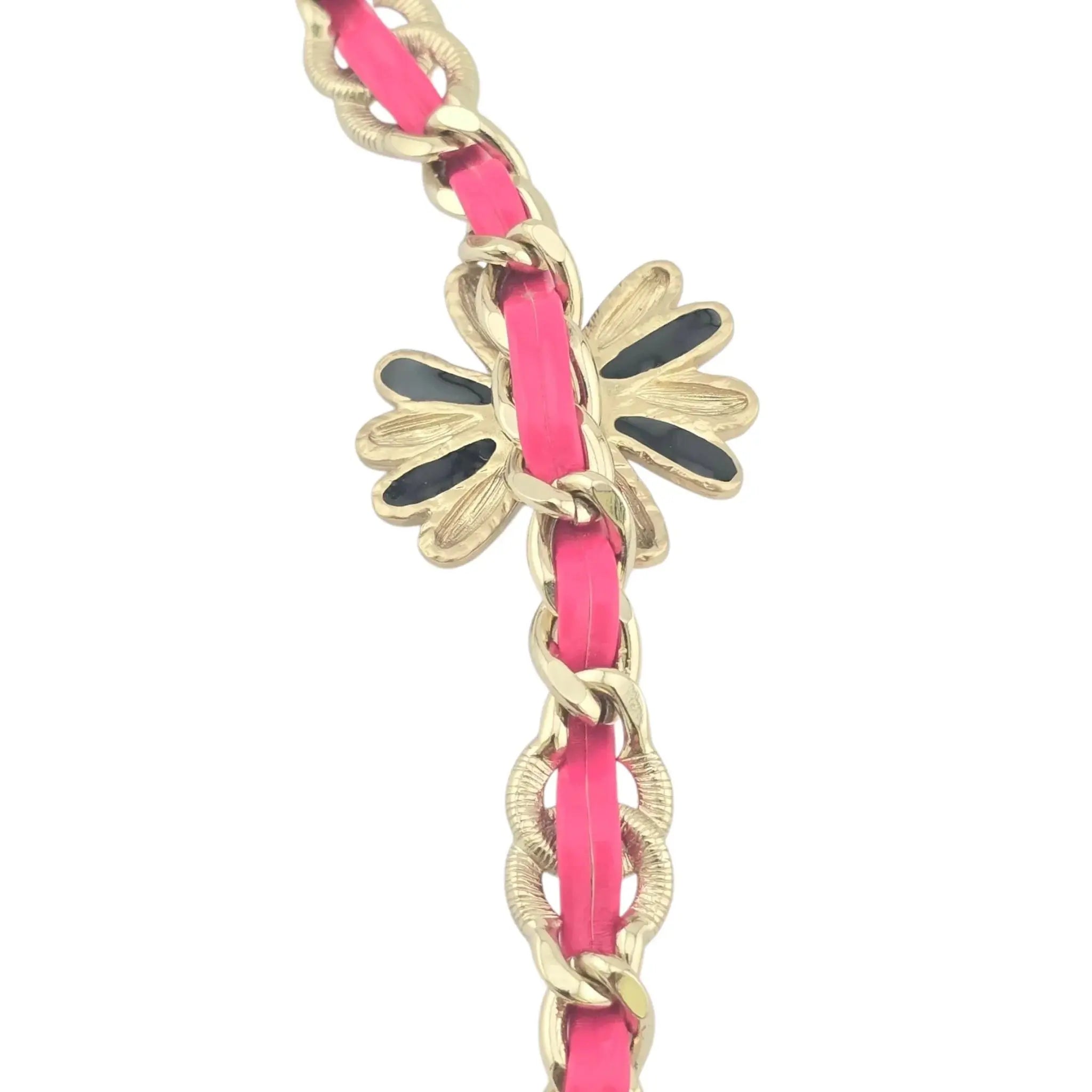 Chanel CC Floral Pink Leather Choker Necklace 2022 CHANEL