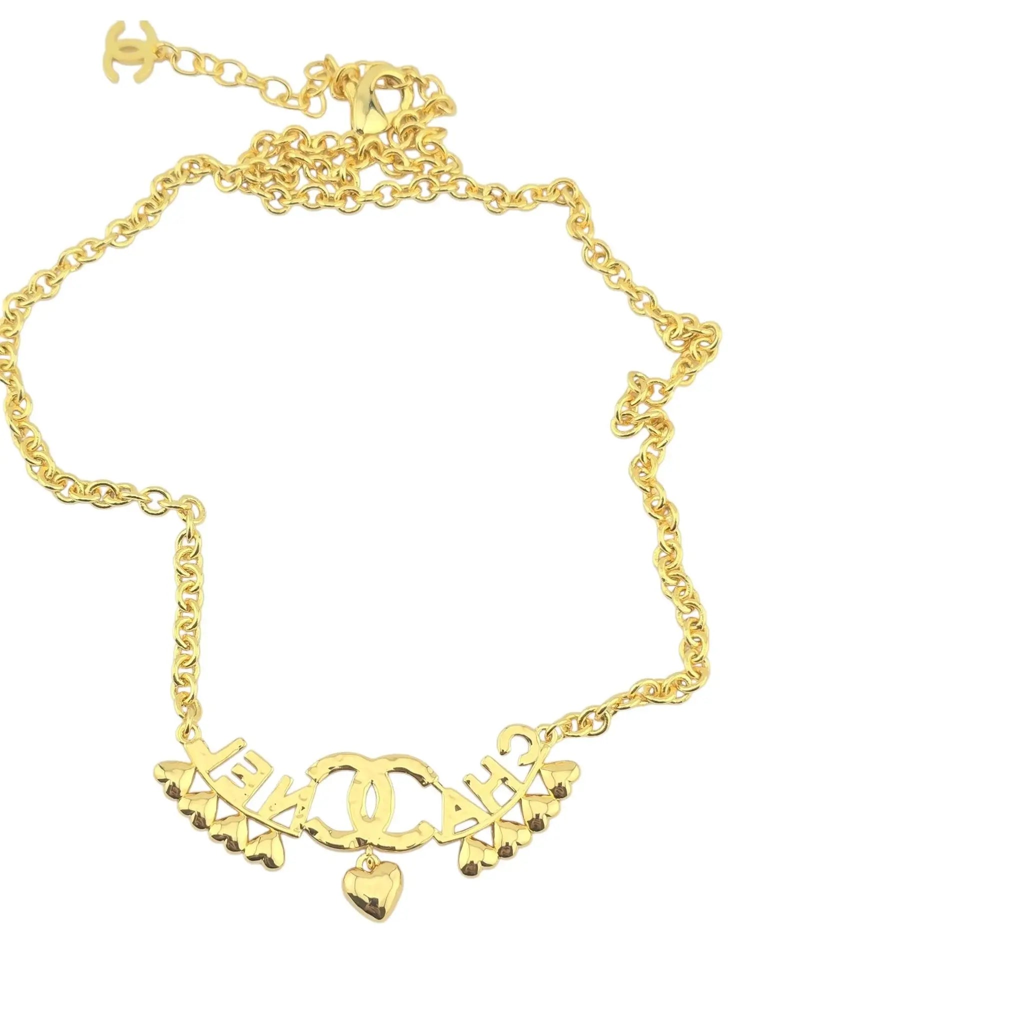 Chanel CC Gold Hearts Crystal Necklace 2023 CHANEL