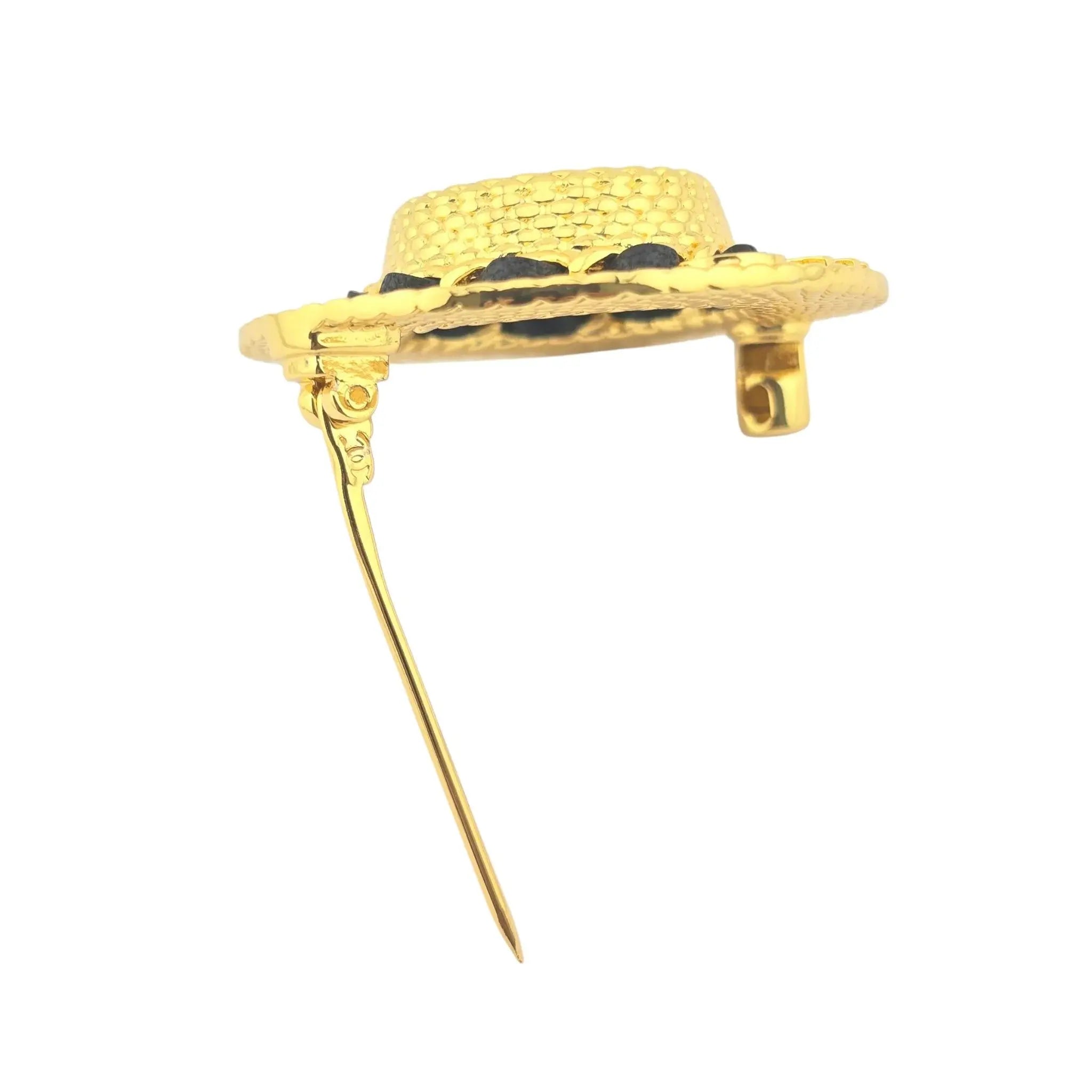 Chanel Straw Hat Gold Logo Brooch 2025 CHANEL