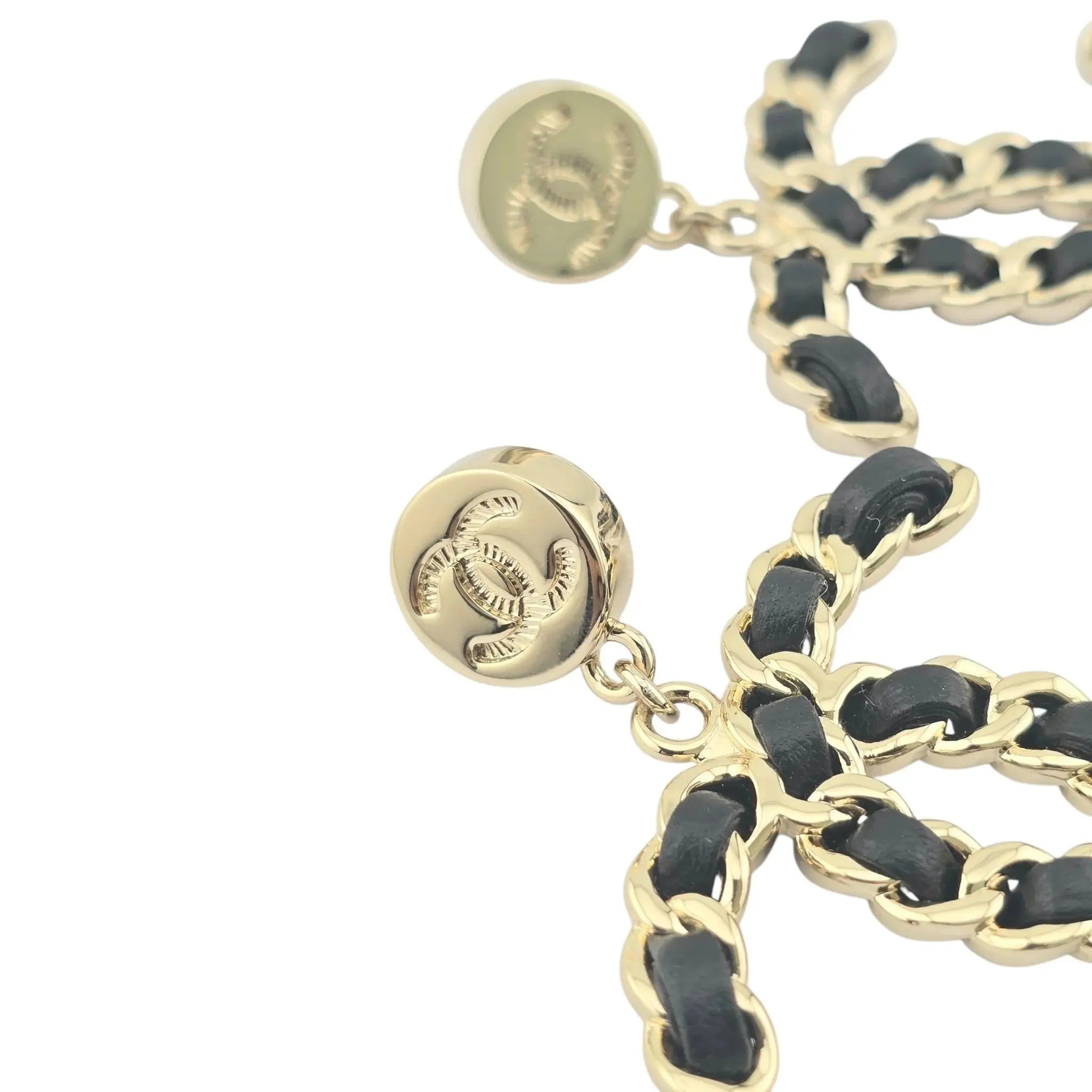 Chanel CC Gold Lambskin Chain Drop Earrings 2025 CHANEL