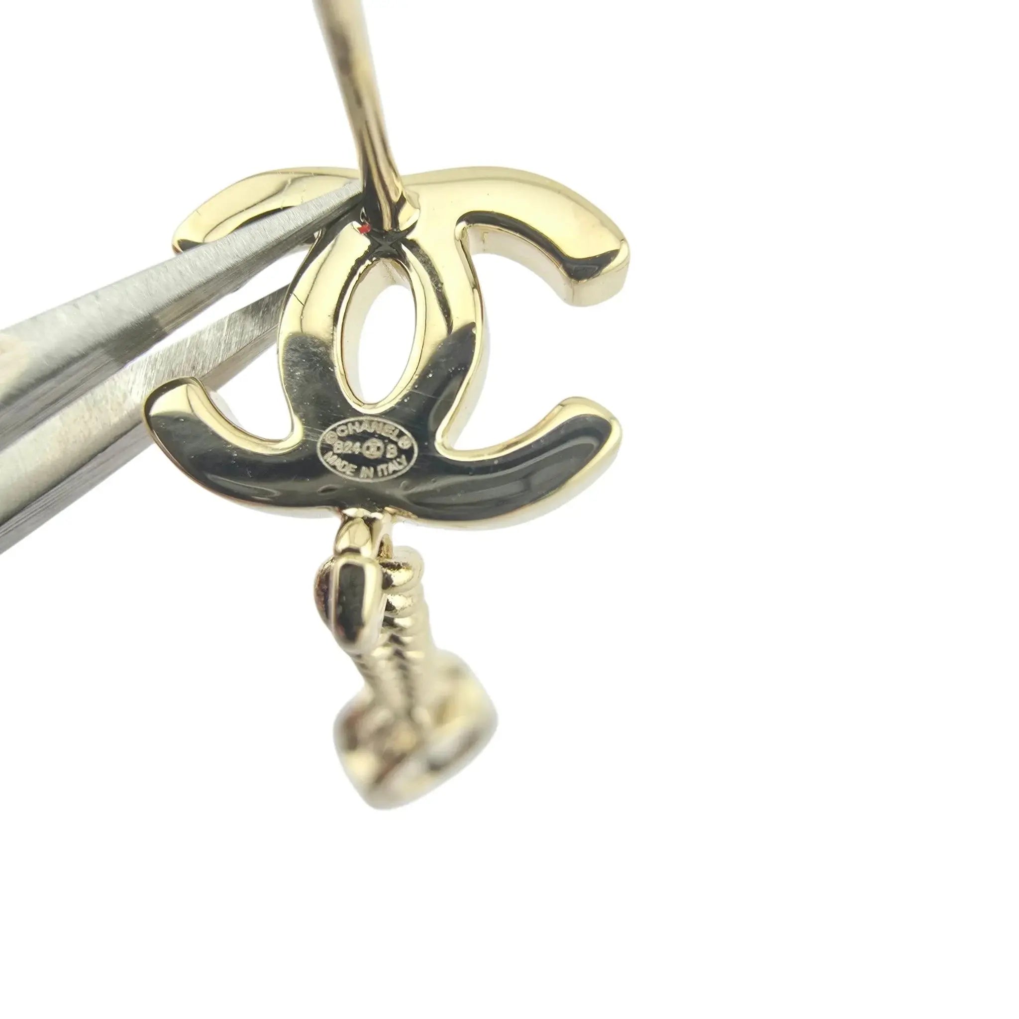 Chanel CC Crystal Gold Heart Drop Earrings 24B CHANEL