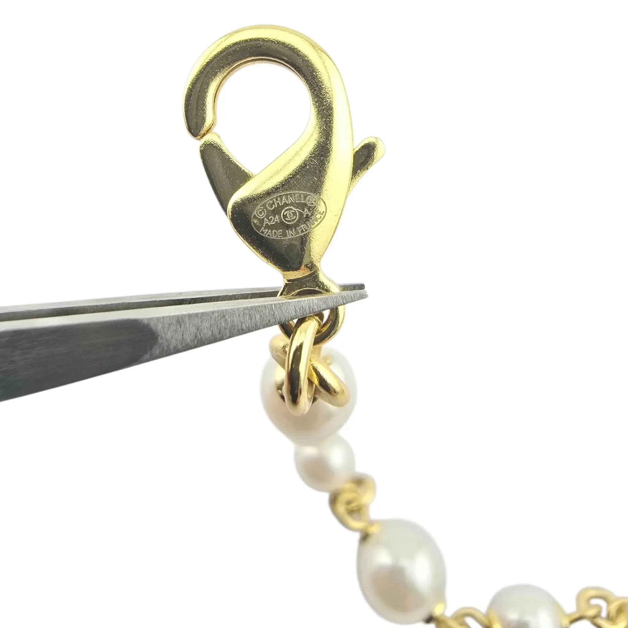 Chanel CC Bow Faux Pearl Bead Long Necklace 2024 CHANEL