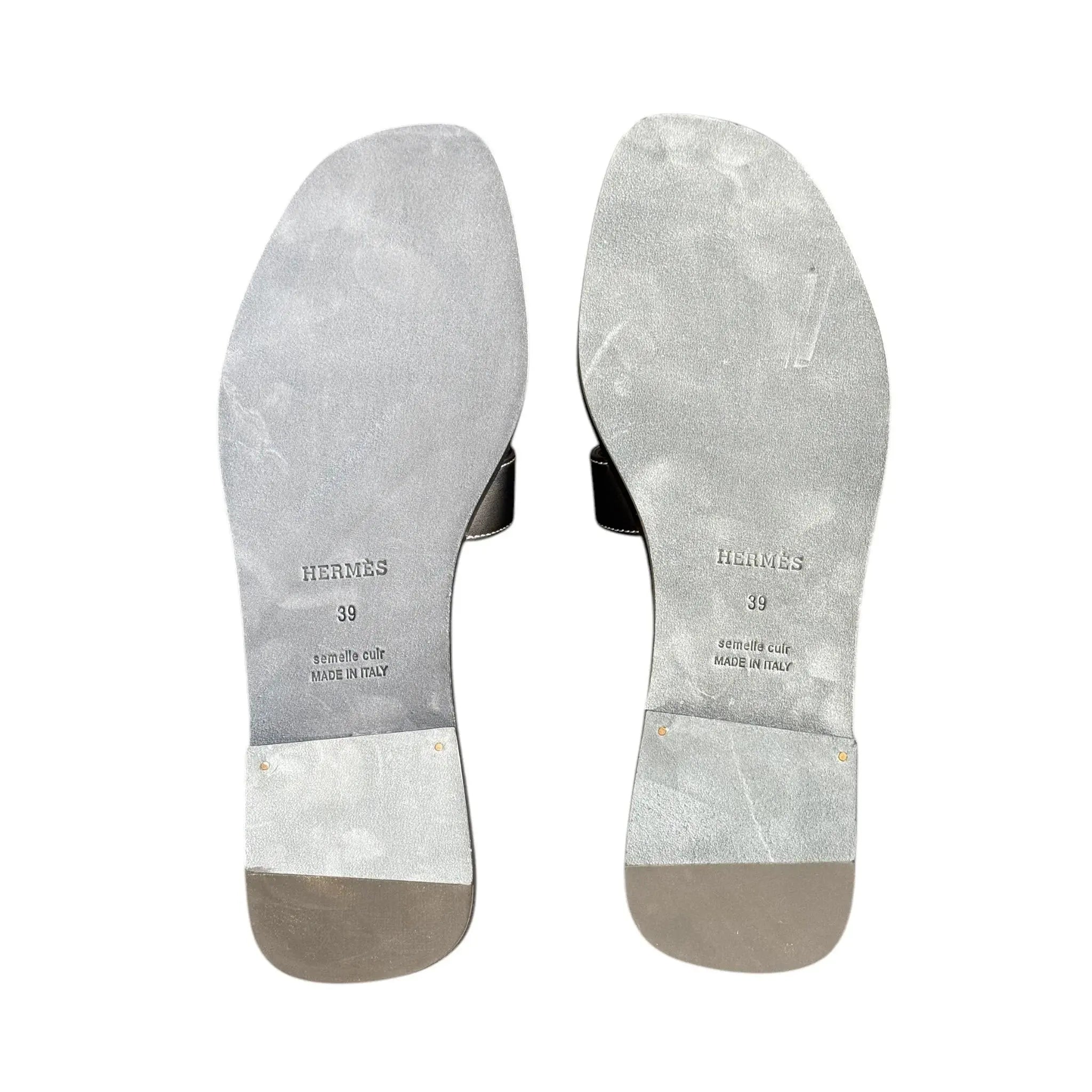 Hermes Oran Sandal Black Noir - 39 UK 6 HERMES